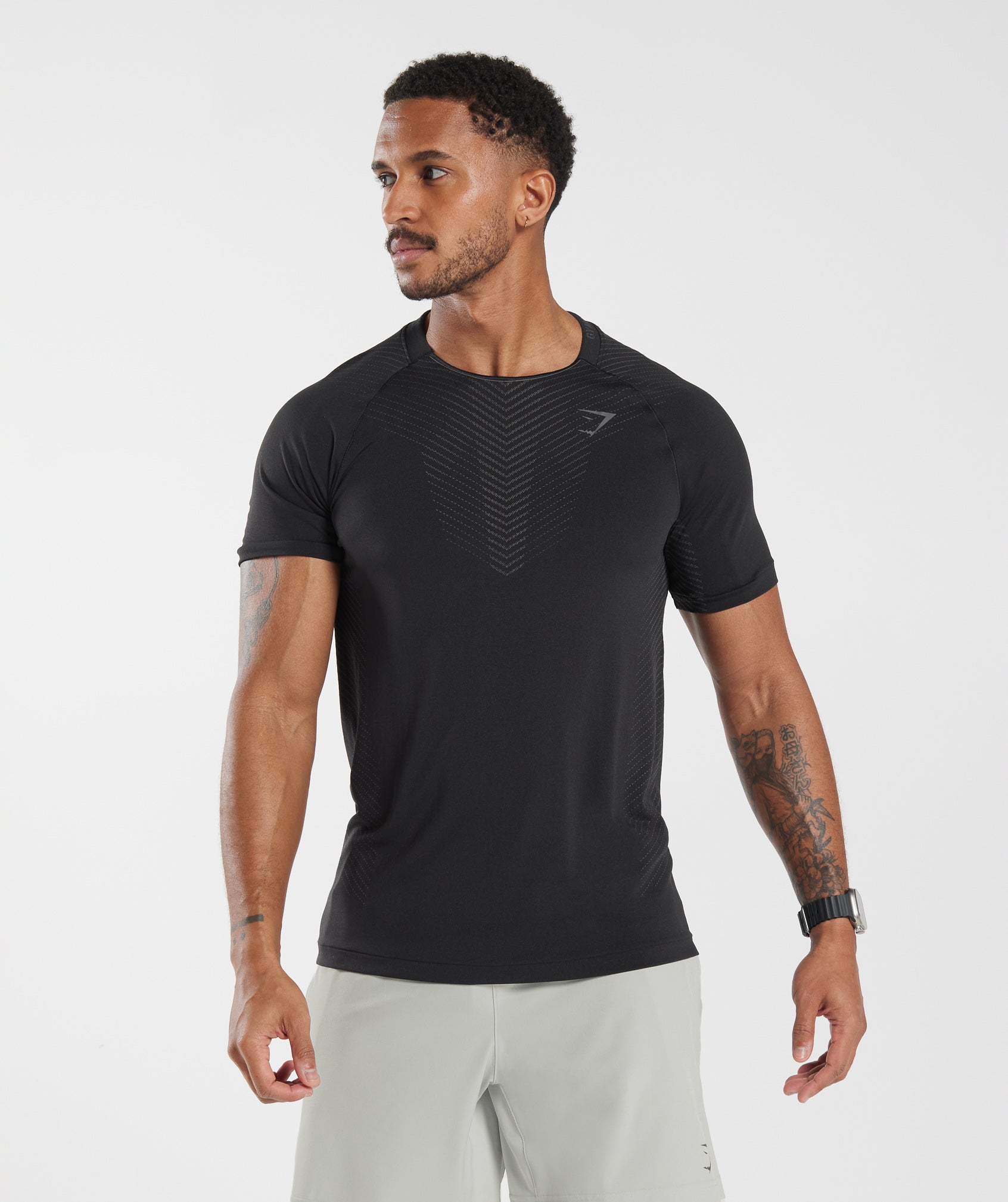 Gymshark Apex Seamless T-Shirt - Black/Silhouette Grey