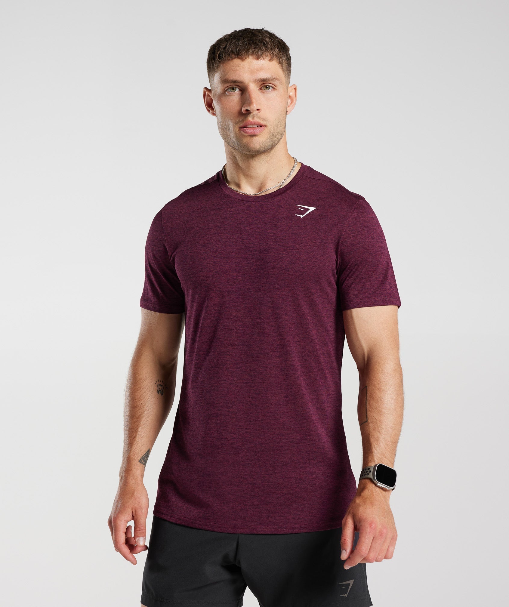 Gymshark Arrival Marl T-Shirt - Plum Pink/Plum Brown Marl