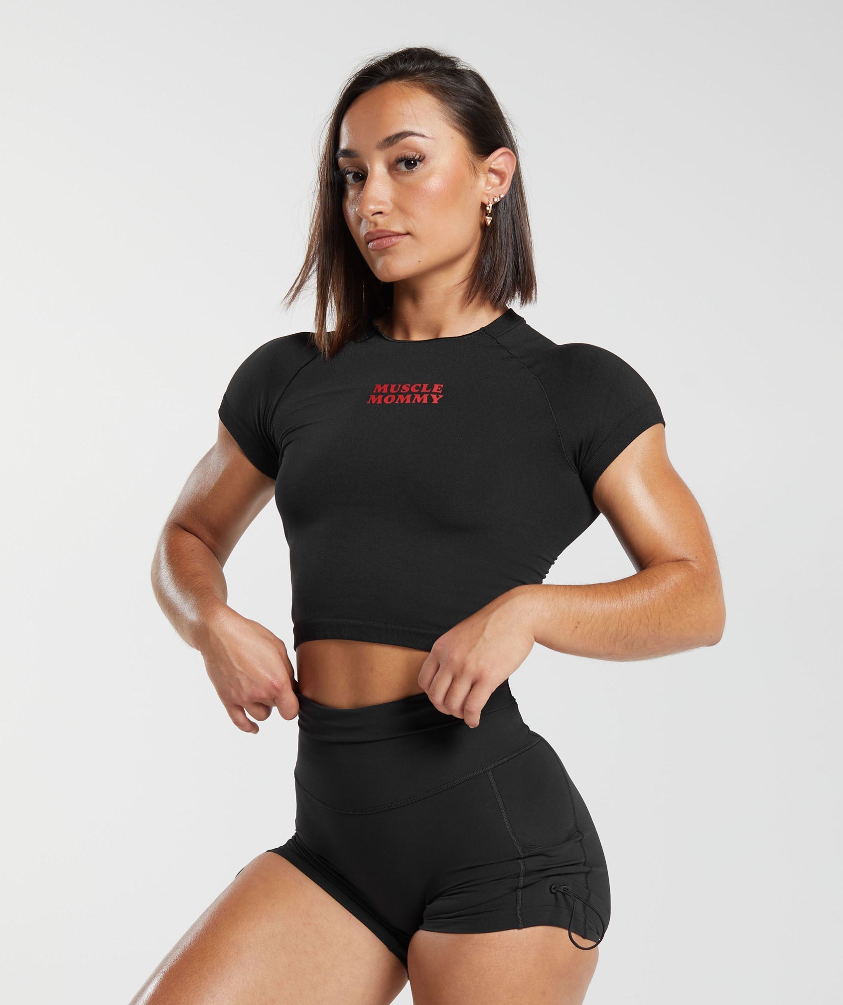 Gymshark Muscle Mommy Graphic Seamless Tee - Black