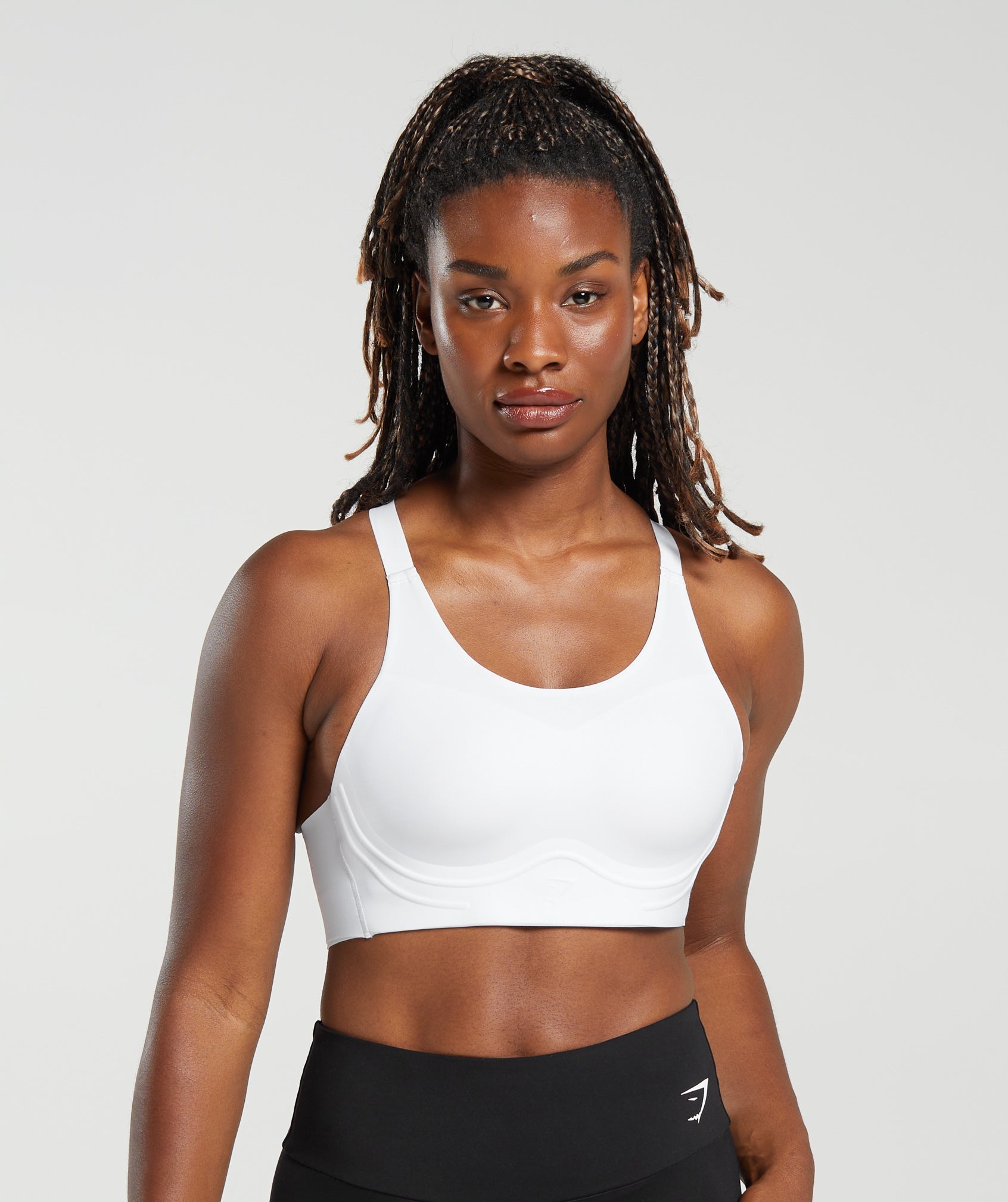 GYMSHARK White Crossbody Athletic Breathable Mesh Sports Bra