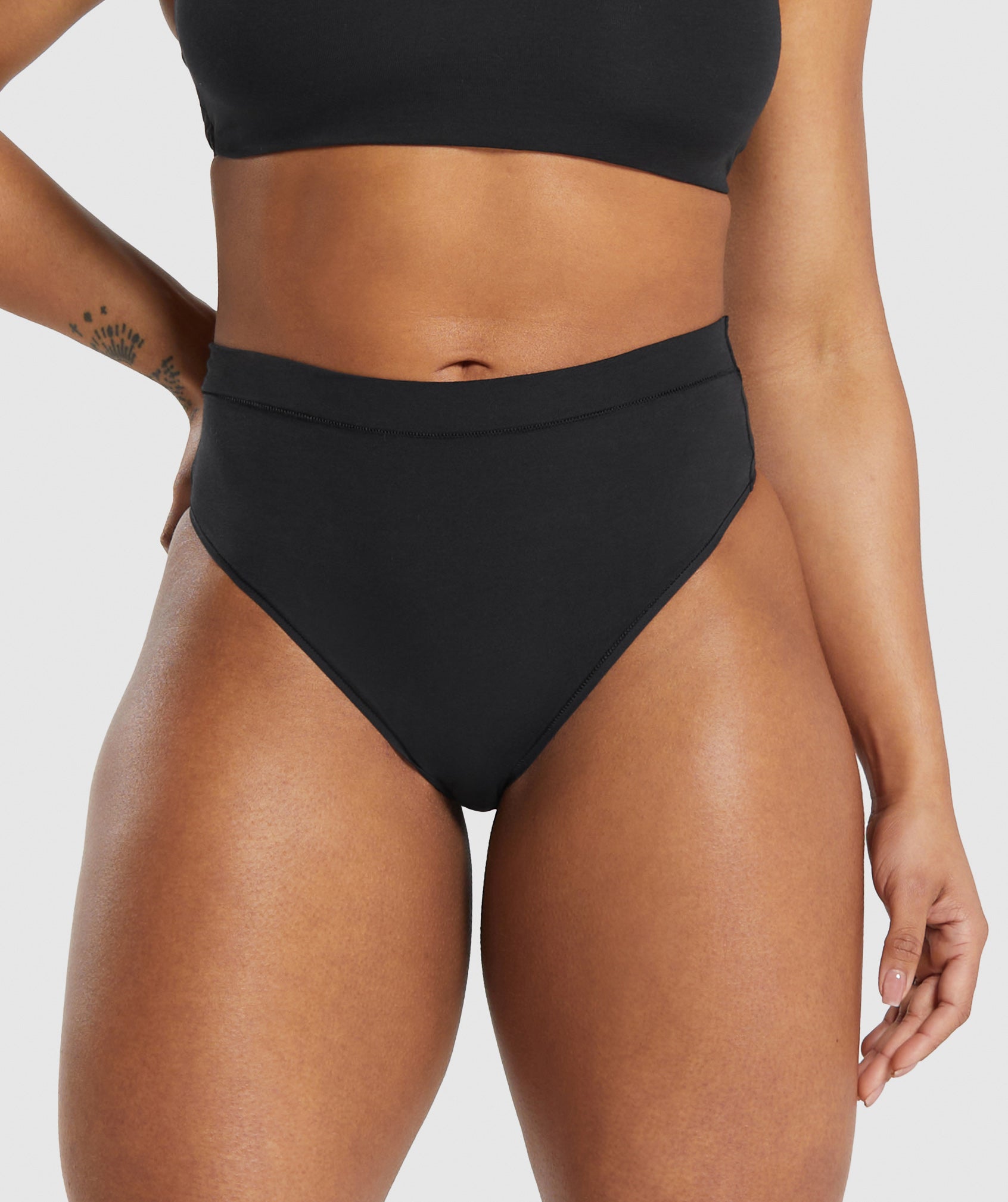 Gymshark Cotton High Rise Thong - Black