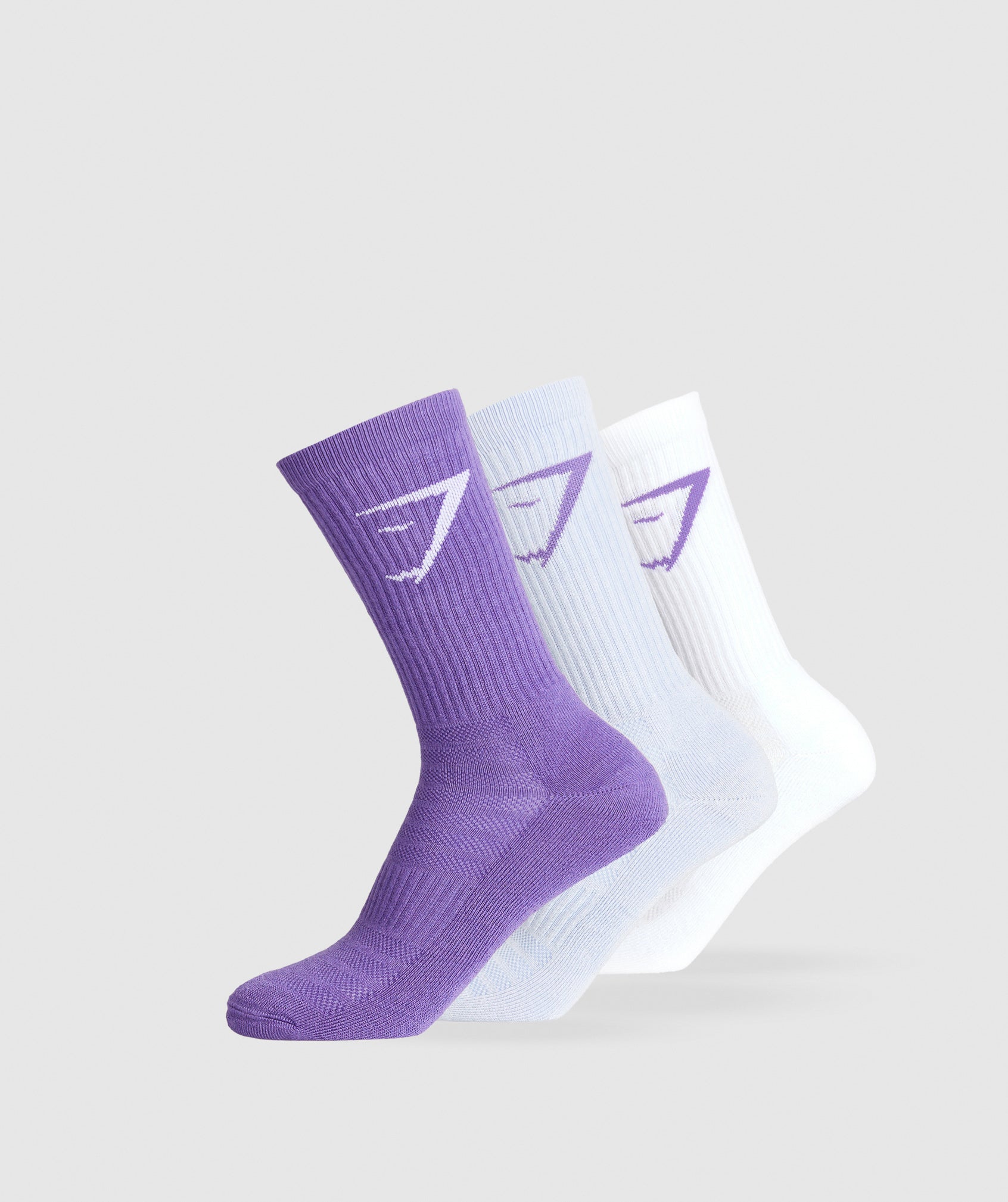 Gymshark Crew Socks 3pk - Stellar Purple/Silver Lilac/White