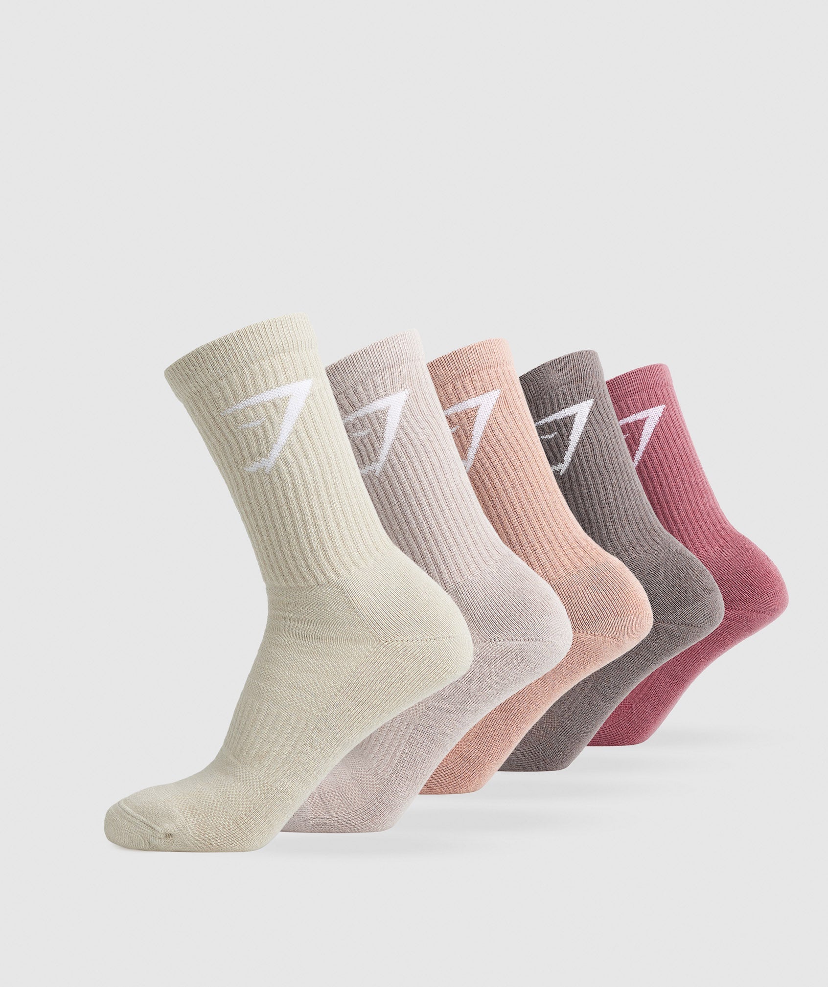 Gymshark Crew Socks 5pk - Berry/Brown/Pink/Pink/Brown