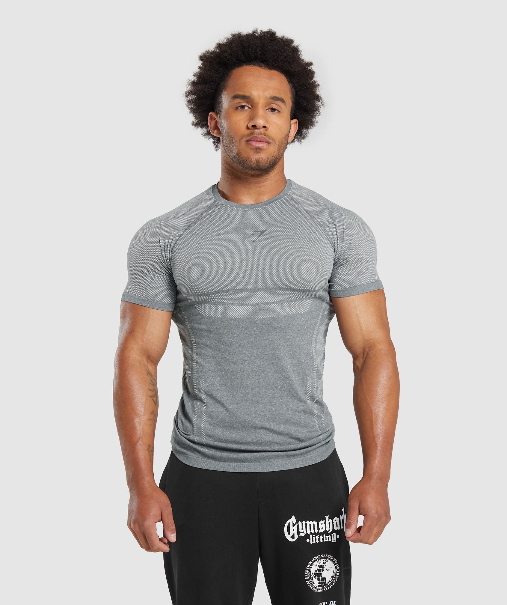 Gymshark Elite Seamless T-Shirt - Pitch Grey/Light Grey