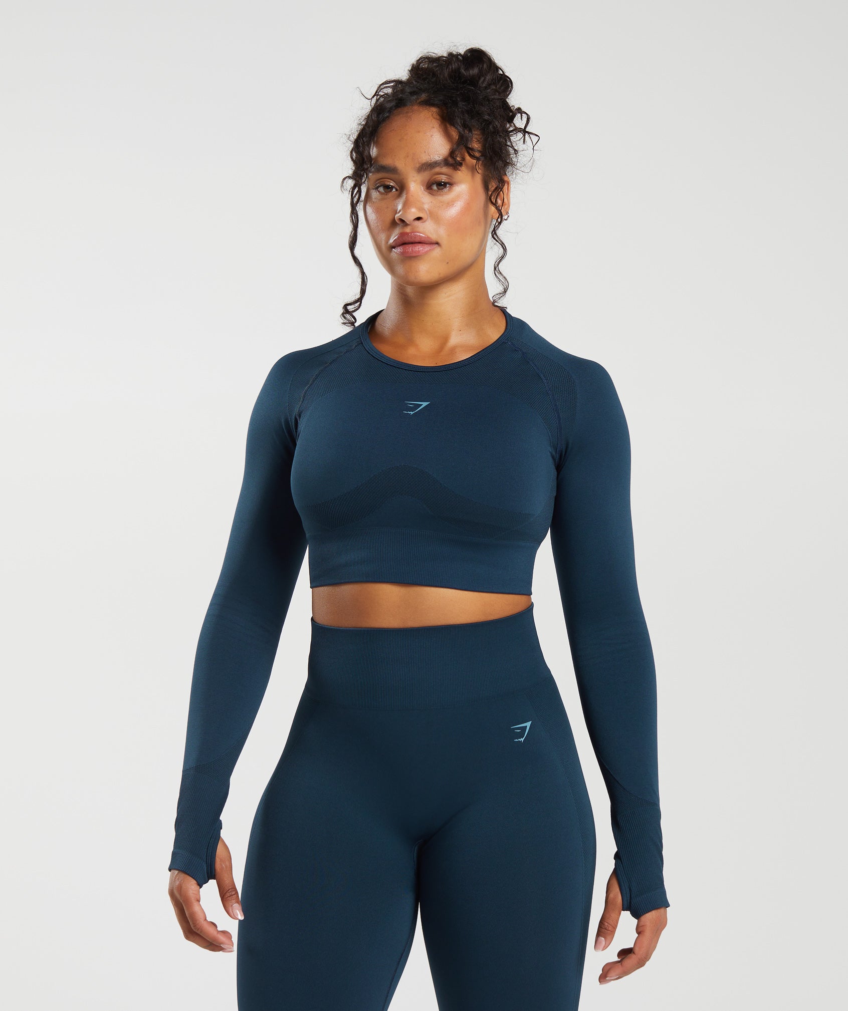 Gymshark Flex Long Sleeve Crop - Navy/Denim Blue