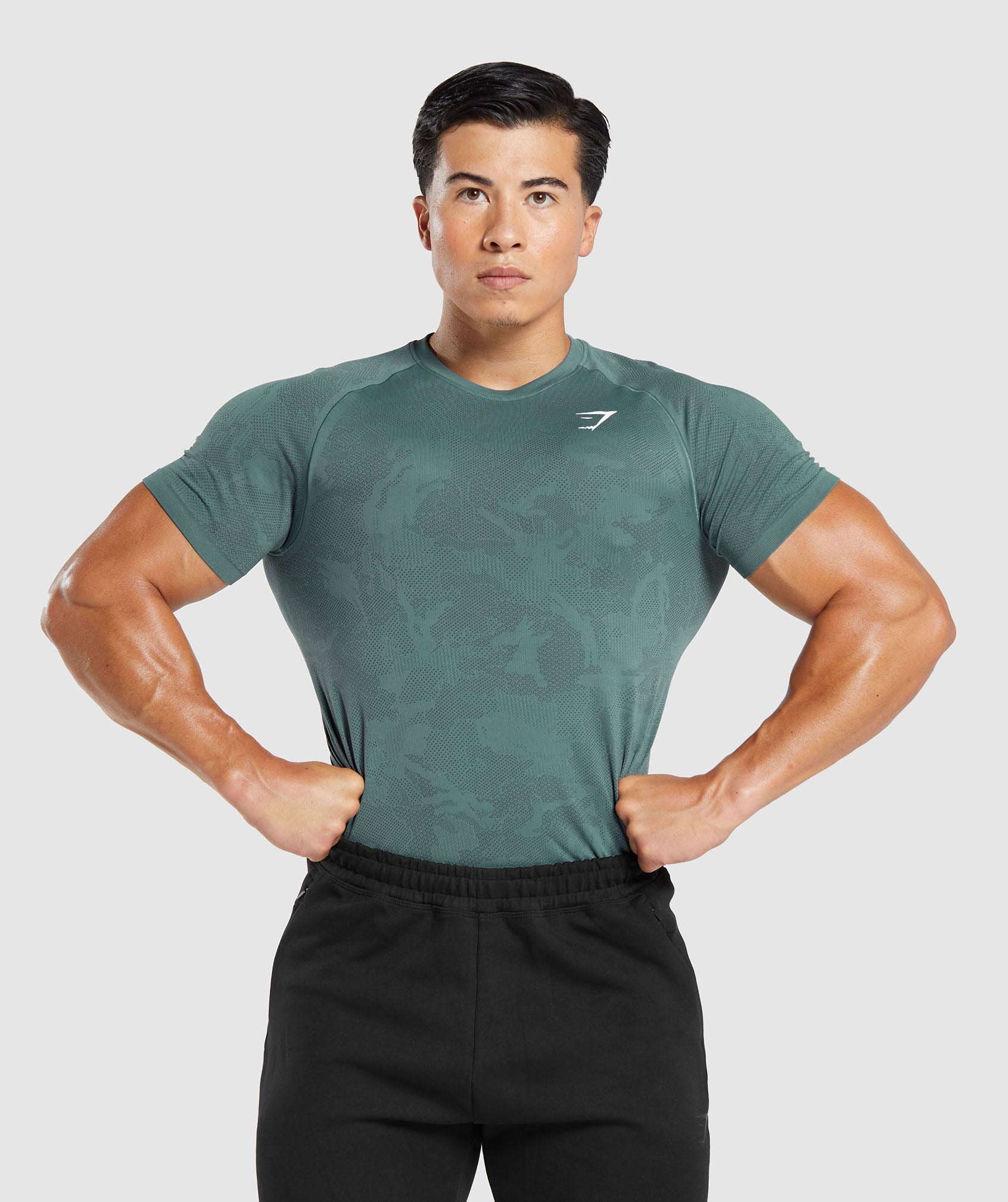 Gymshark Geo Seamless T-Shirt - Thunder Blue/Cosmic Grey