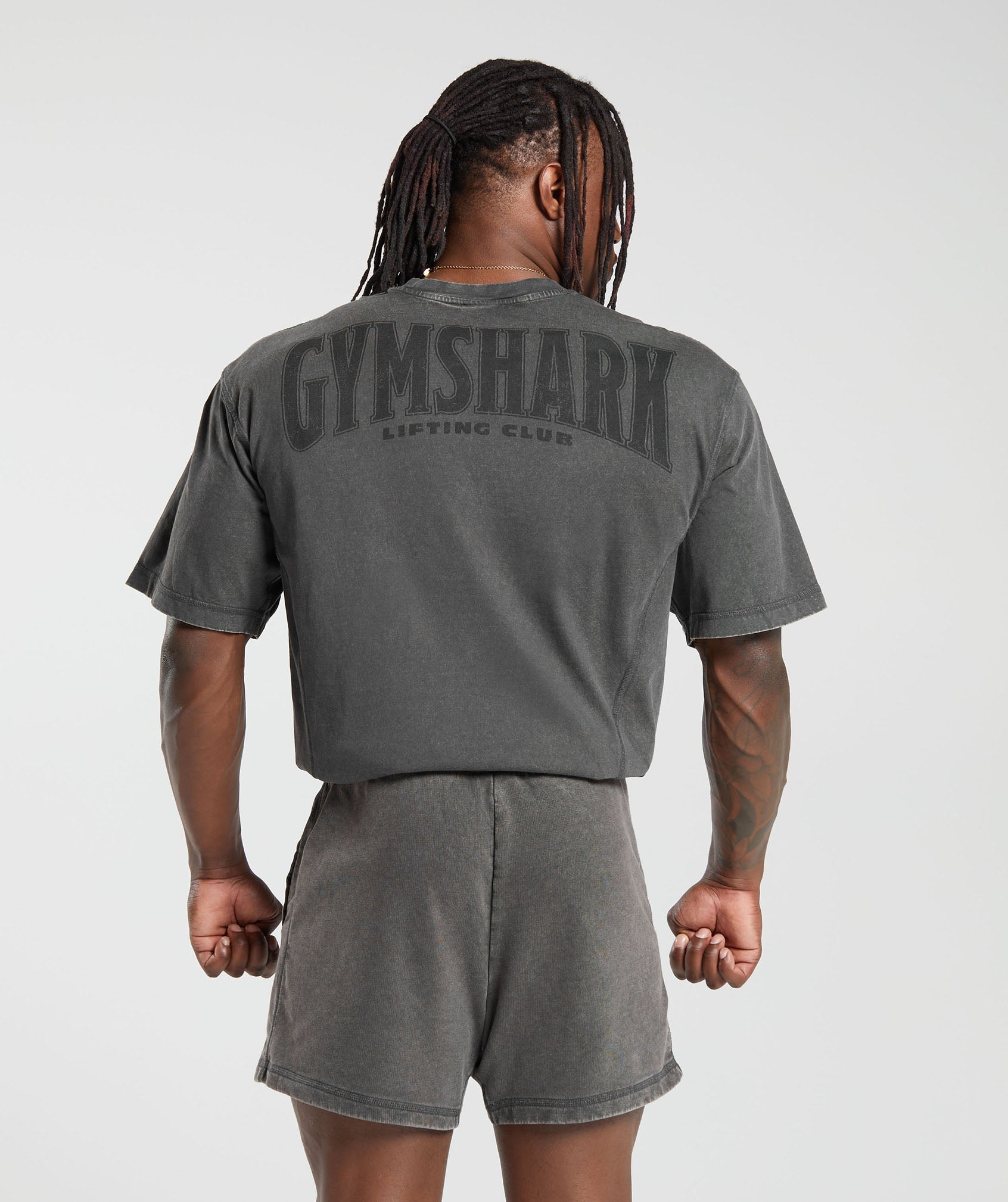 Gymshark Power Washed Short Sleeve Crew - Onyx Grey