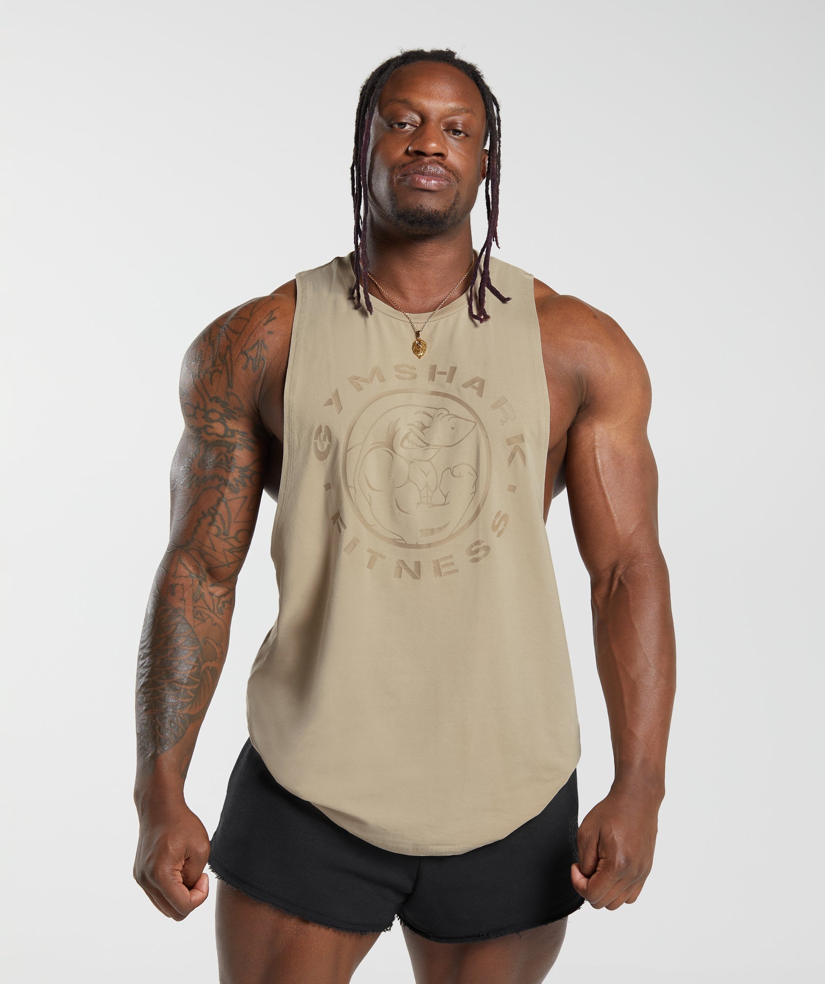 Gymshark Legacy Drop Arm Tank - Desert Beige