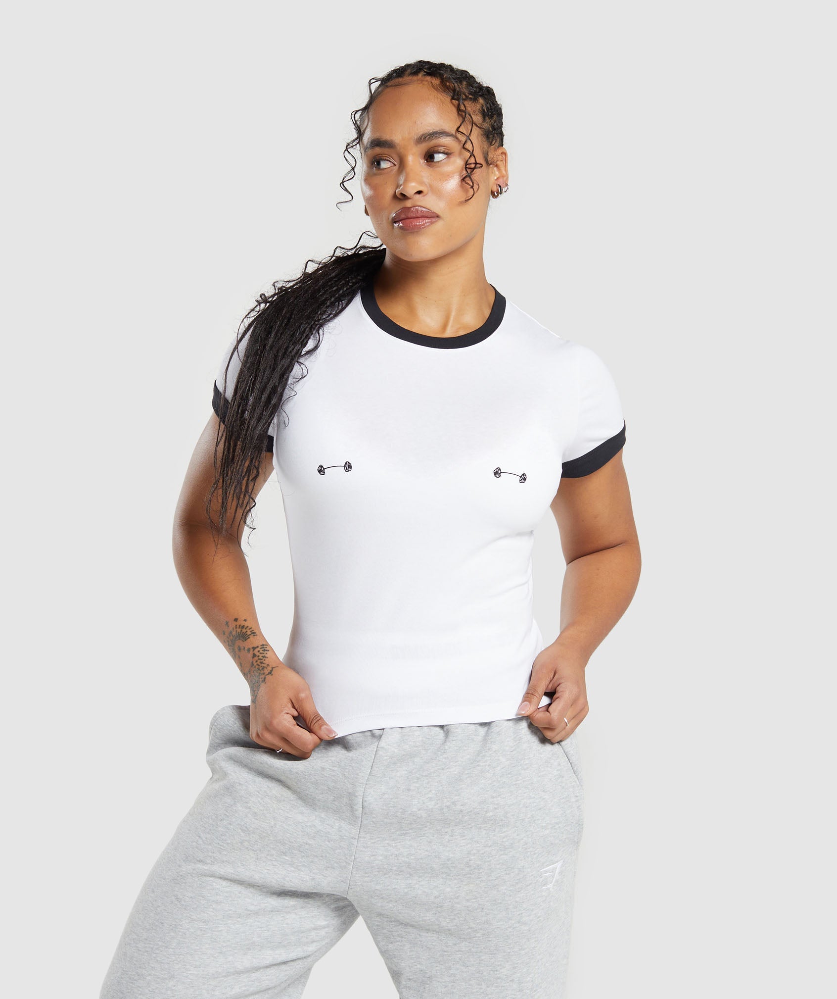 Gymshark Lifting Graphic Baby T-Shirt - White/Black