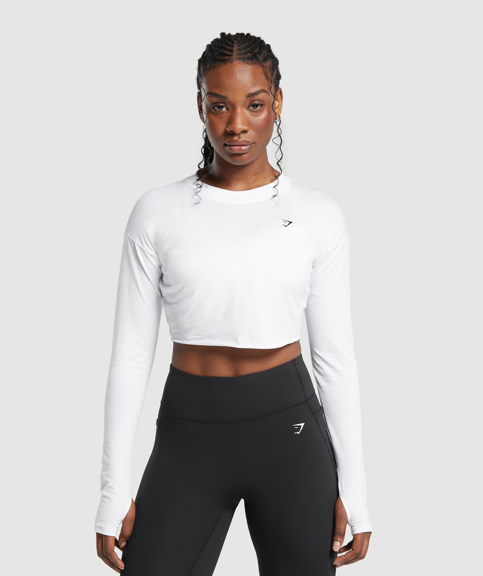 Gymshark Lifting Long Sleeve Crop Top - White