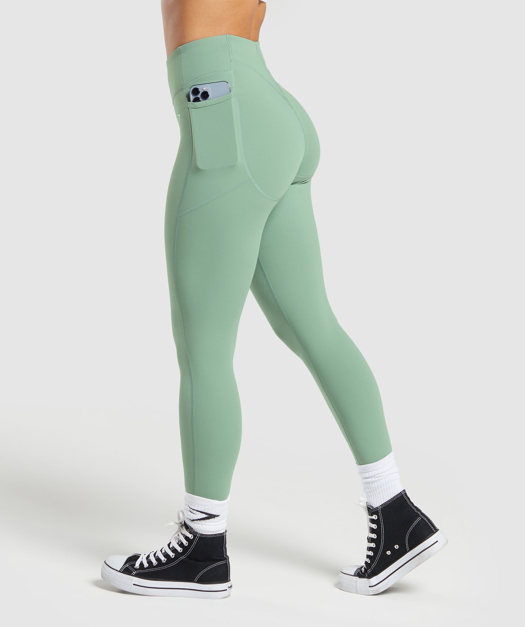 Green Gym Leggings with Pockets, Squat Proof