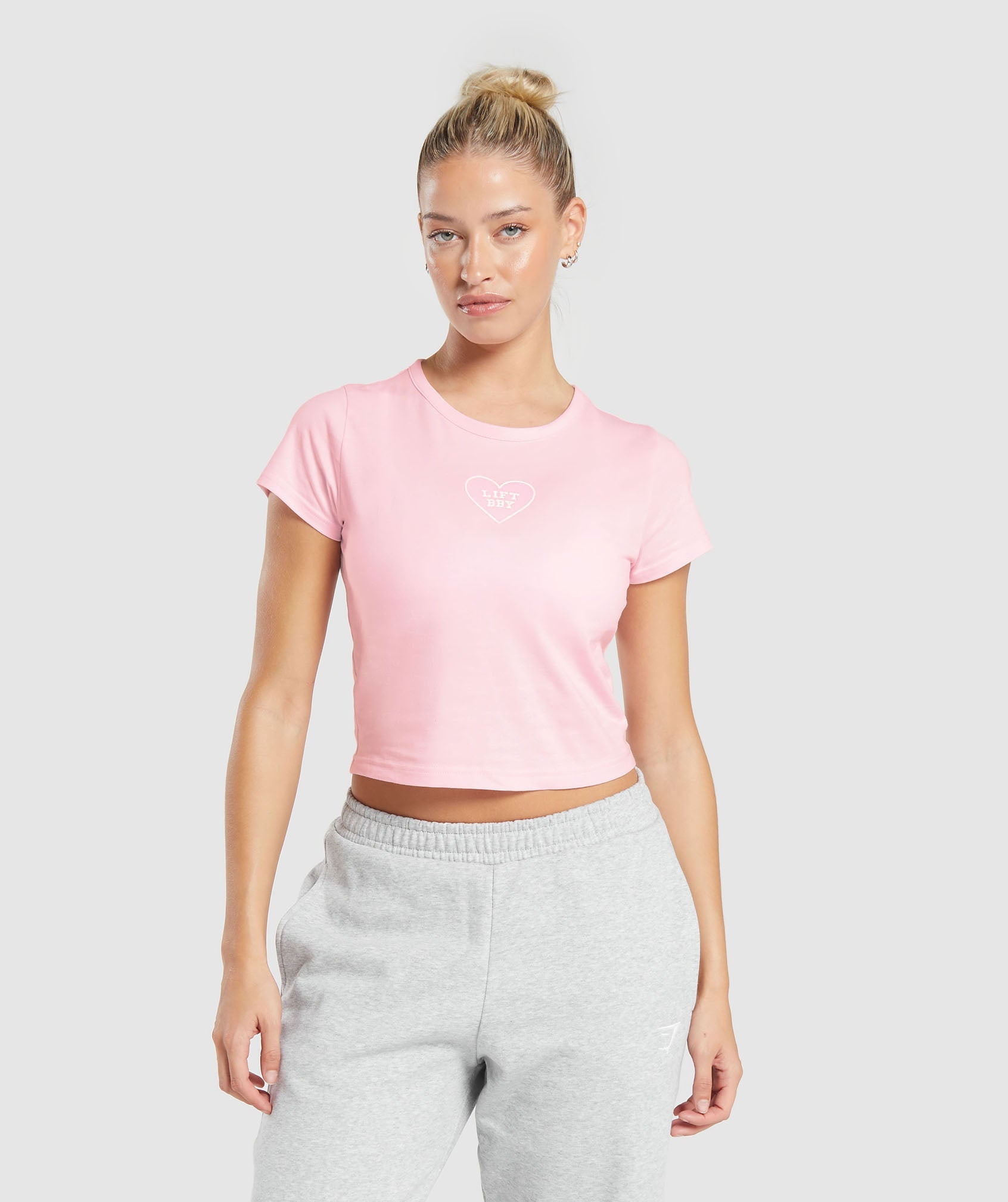 Gymshark Love Hearts Crop Top - Dolly Pink