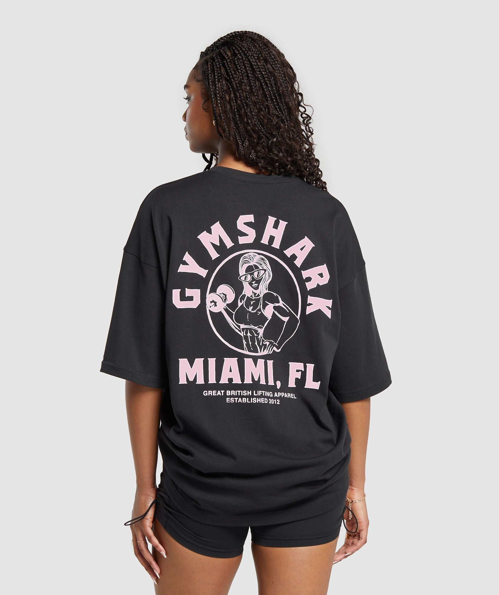 Gymshark Miami Graphic T-Shirt - Black/Dolly Pink