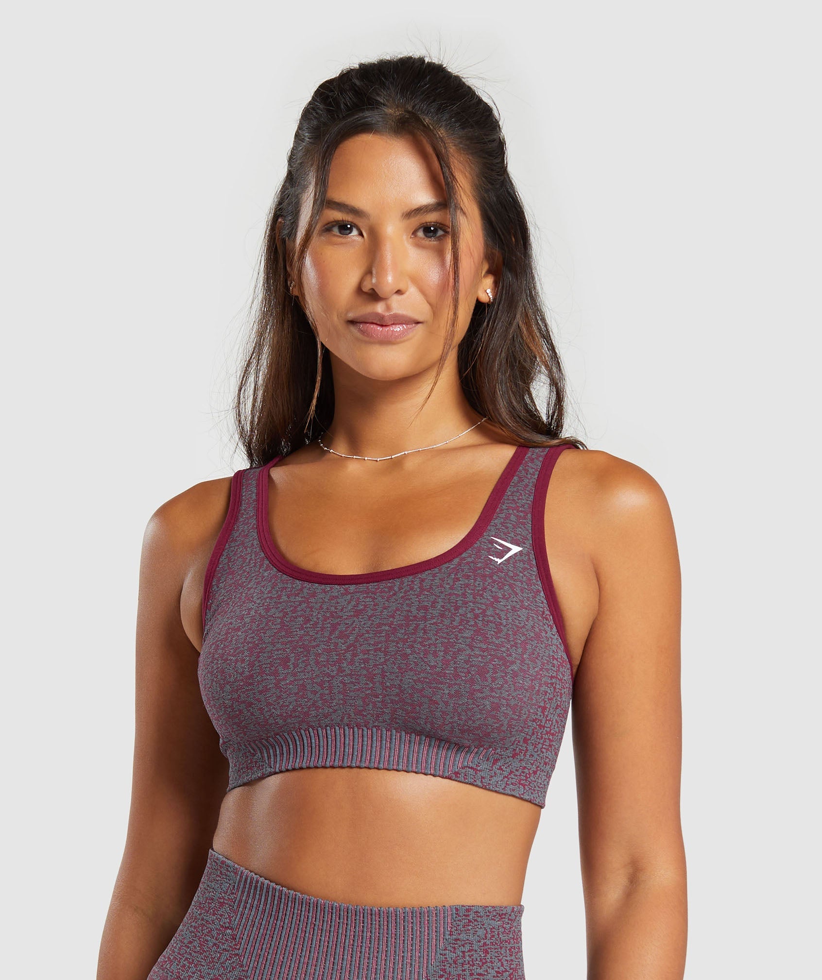 Gymshark - Camo Seamless Lilac Grey Sports Bra on Designer Wardrobe