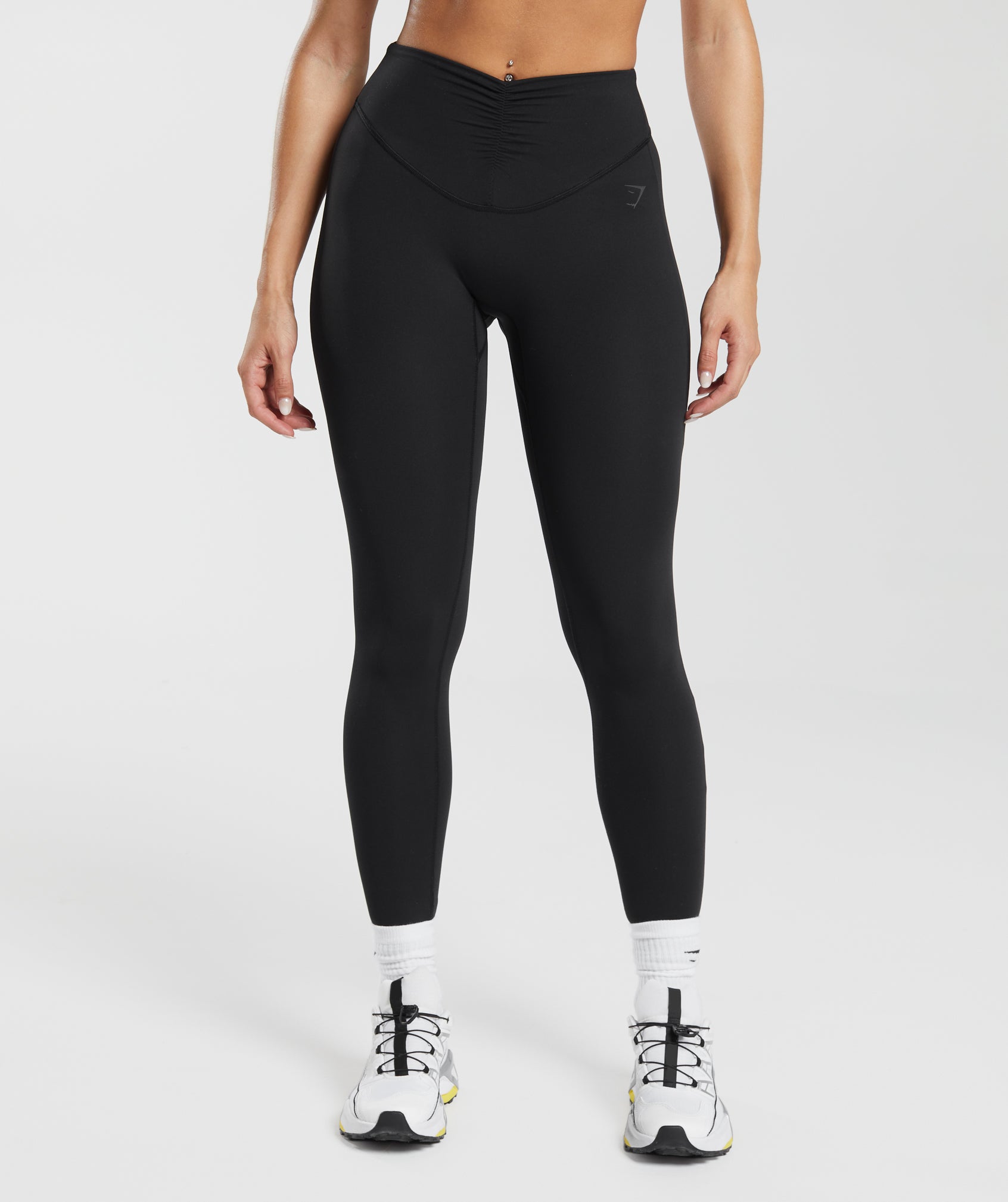 Ribbed Seamless Gym Leggings With Scrunch Ruched Detail Black –