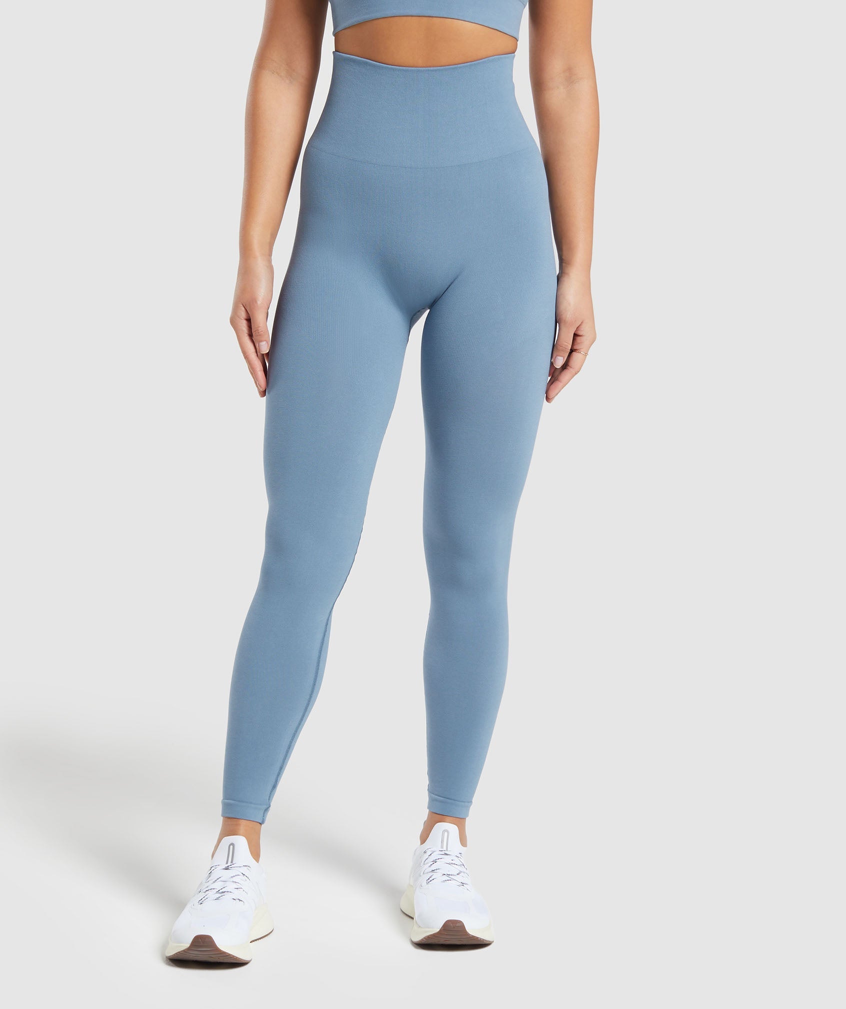 Gymshark Cotton Seamless Leggings - Faded Blue