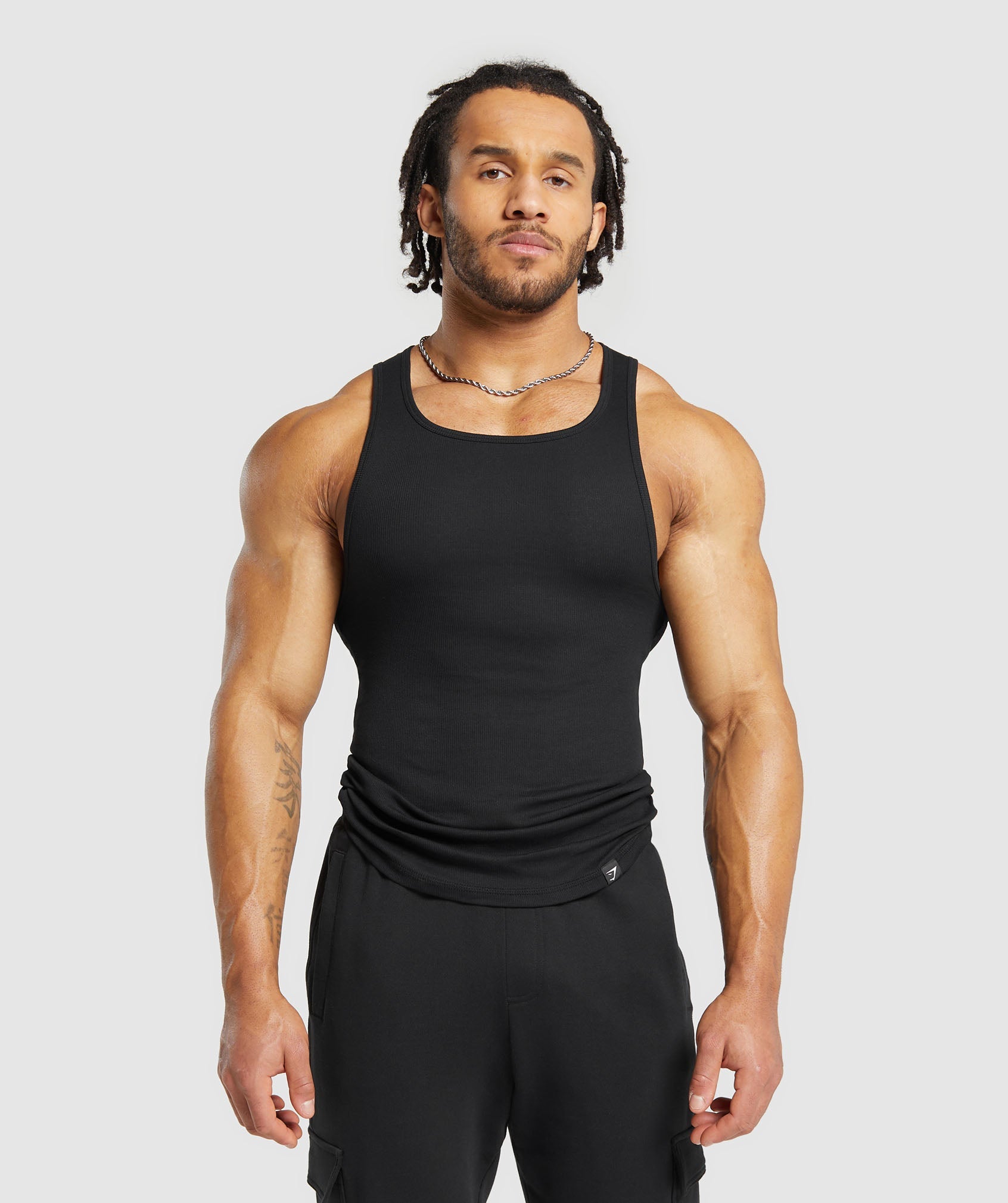 Gymshark Ribbed Cotton Seamless Body Fit Tank - Black