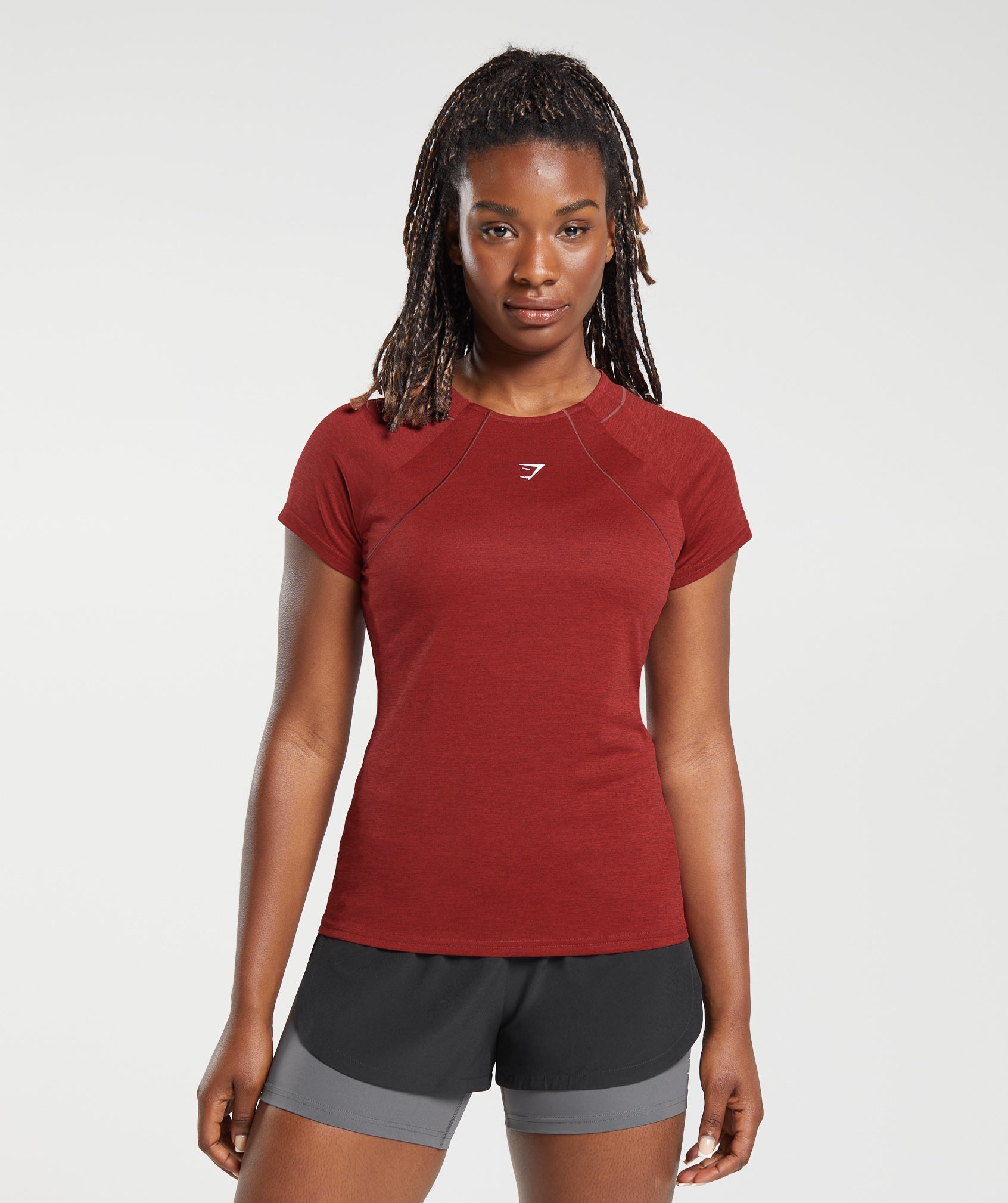 Gymshark Running T-Shirt - Washed Burgundy/Velvet Red