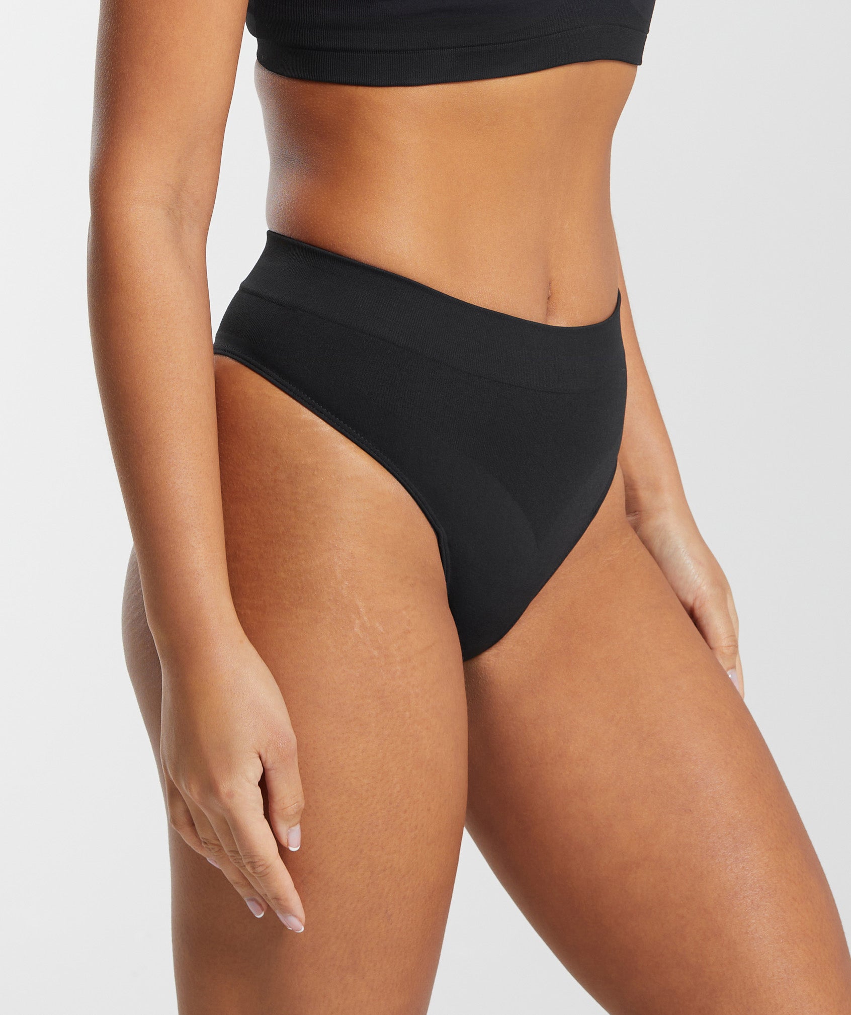 Gymshark Cotton High Waisted Thong - Black