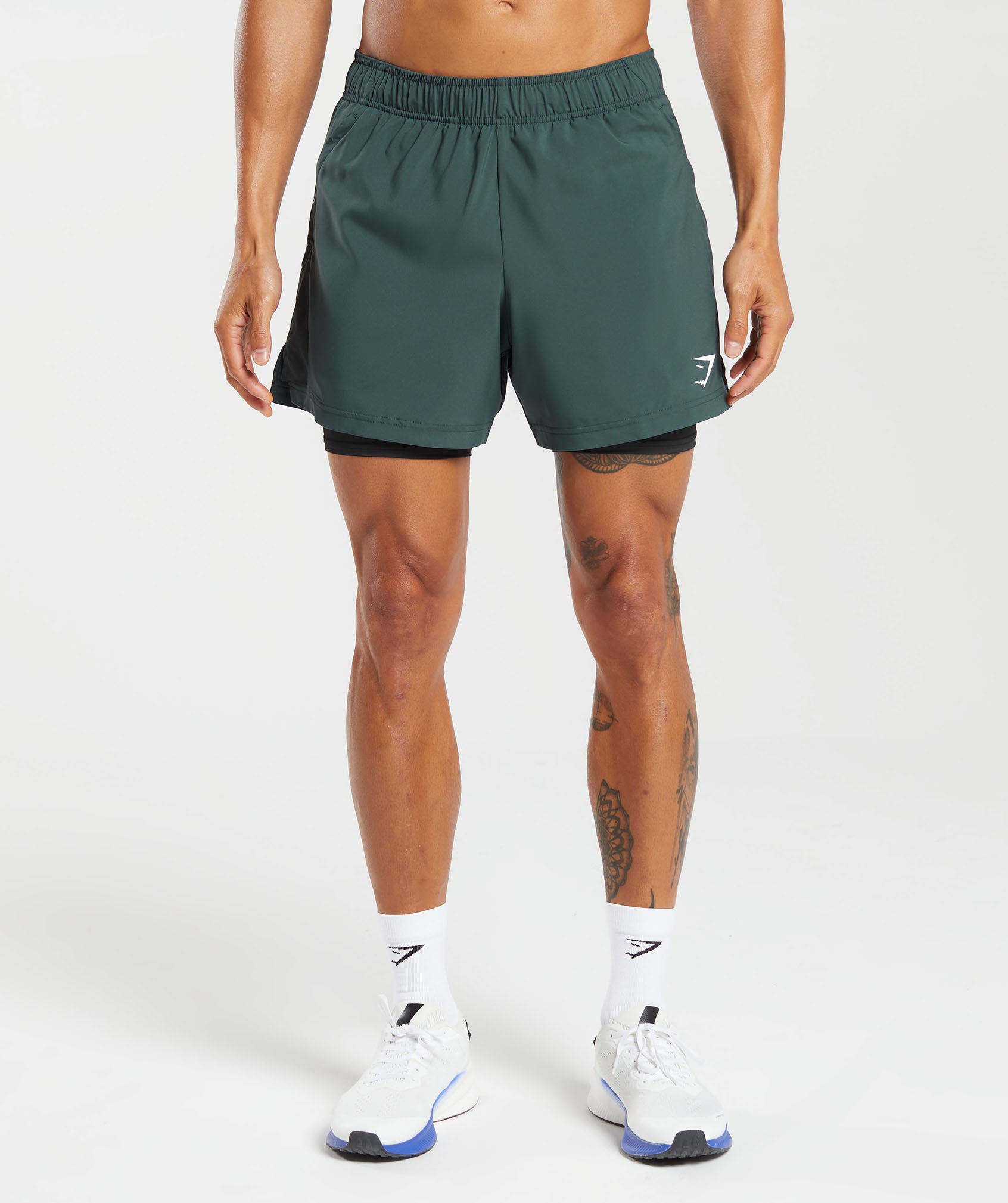 Gymshark Sport 5 2 in 1 Shorts - Fog Green/Black