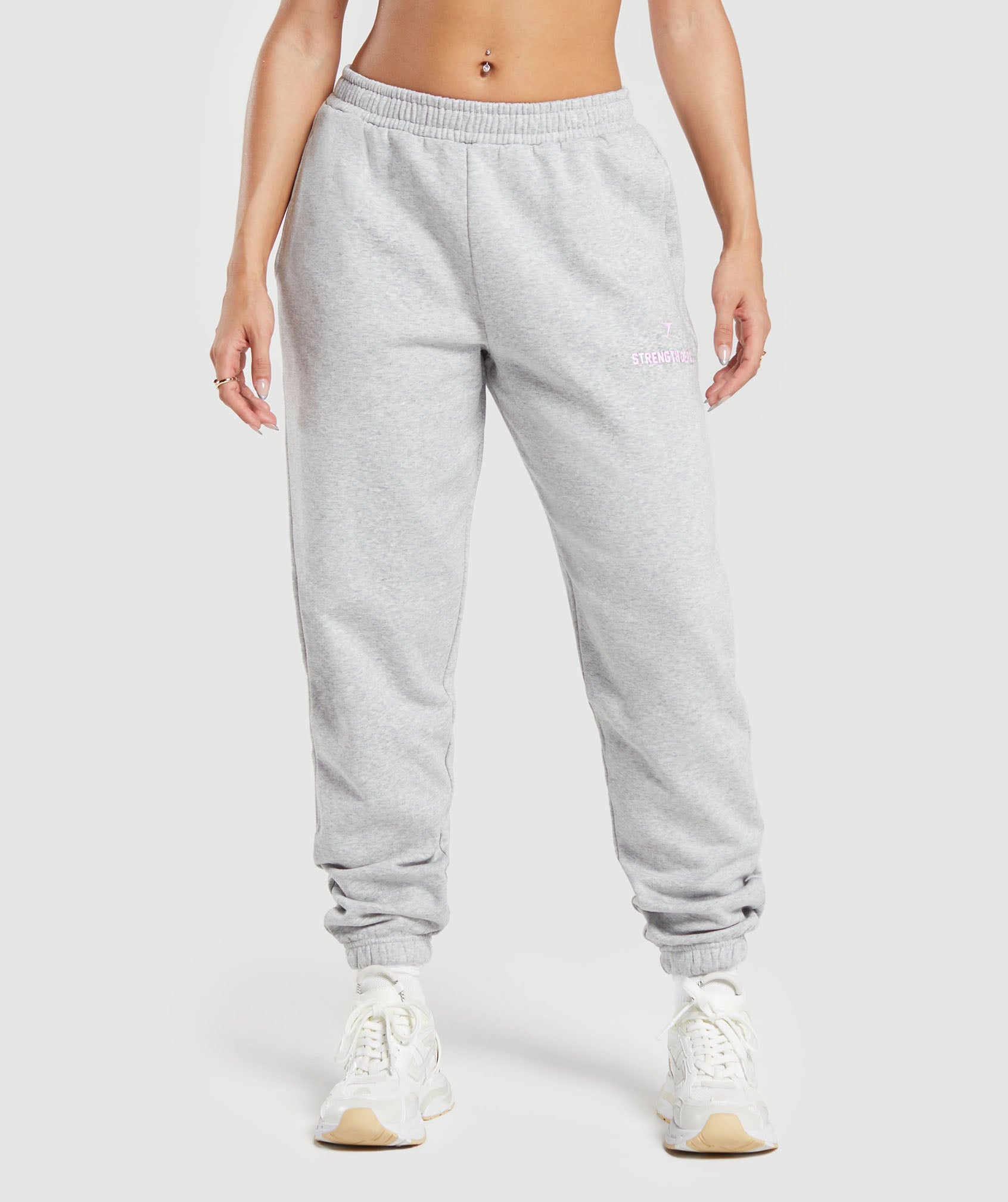 Gymshark Strength Department Graphic Joggers - Light Grey Core Marl