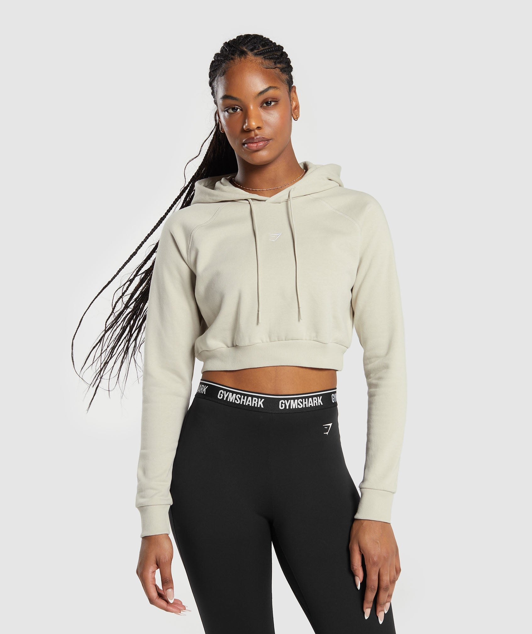 Gymshark Training Fleece Cropped Hoodie - Pebble Grey | Gymshark