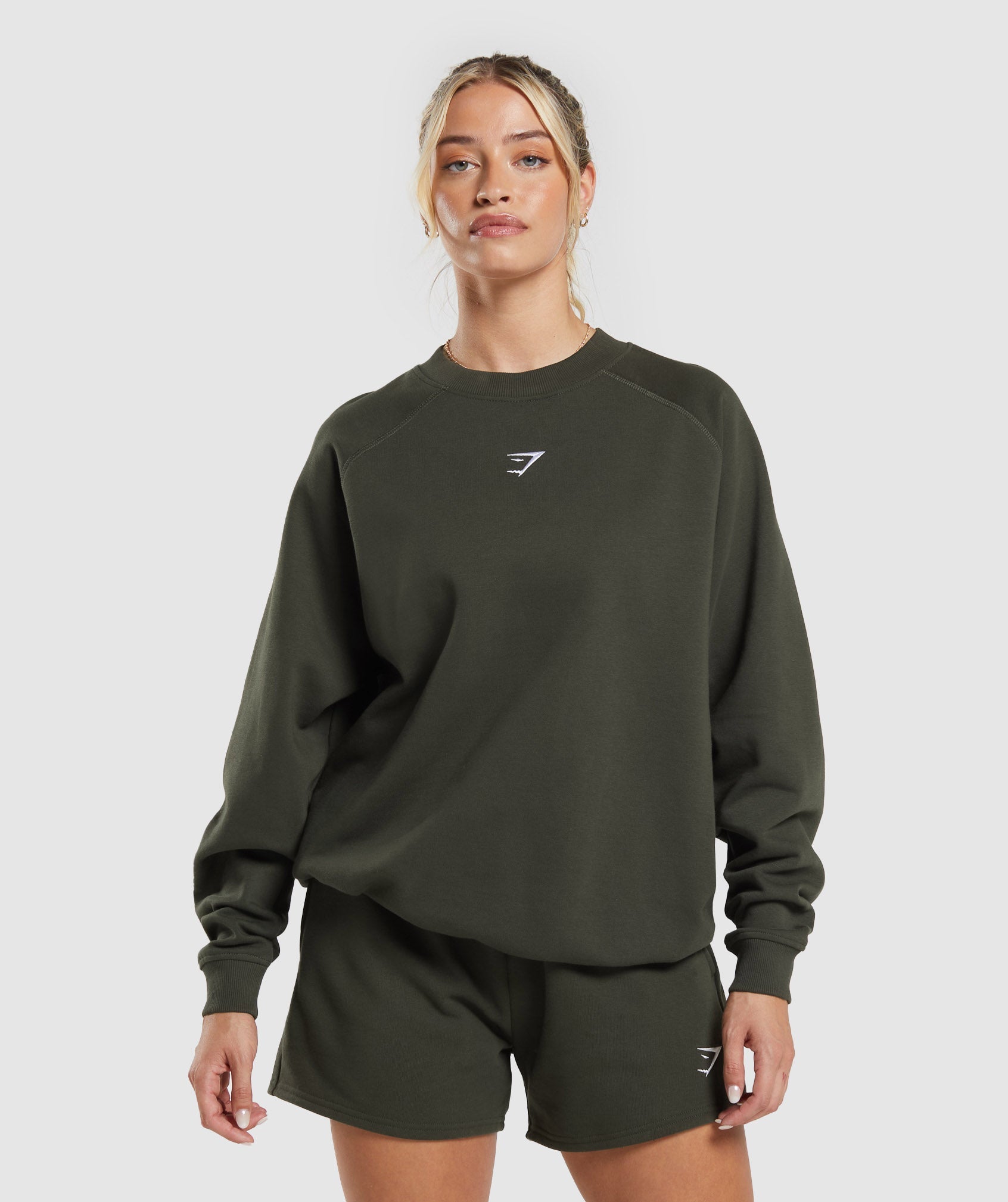 Gymshark Training Oversized Cotton Long Sleeve Top - Unit Green