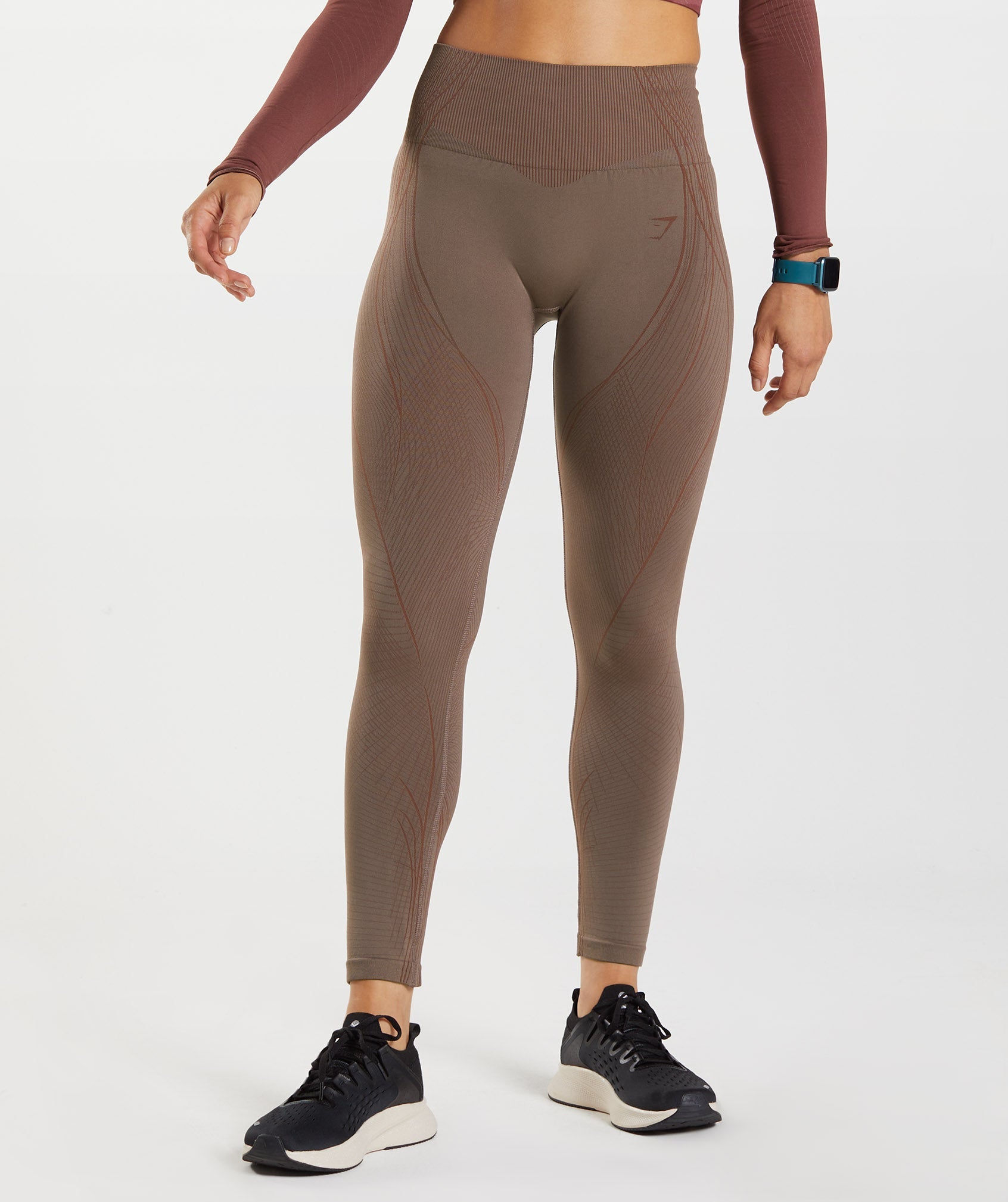 GYMSHARK Training 7/8 Womens Ladies Fitness Gym Legging Brown- XS