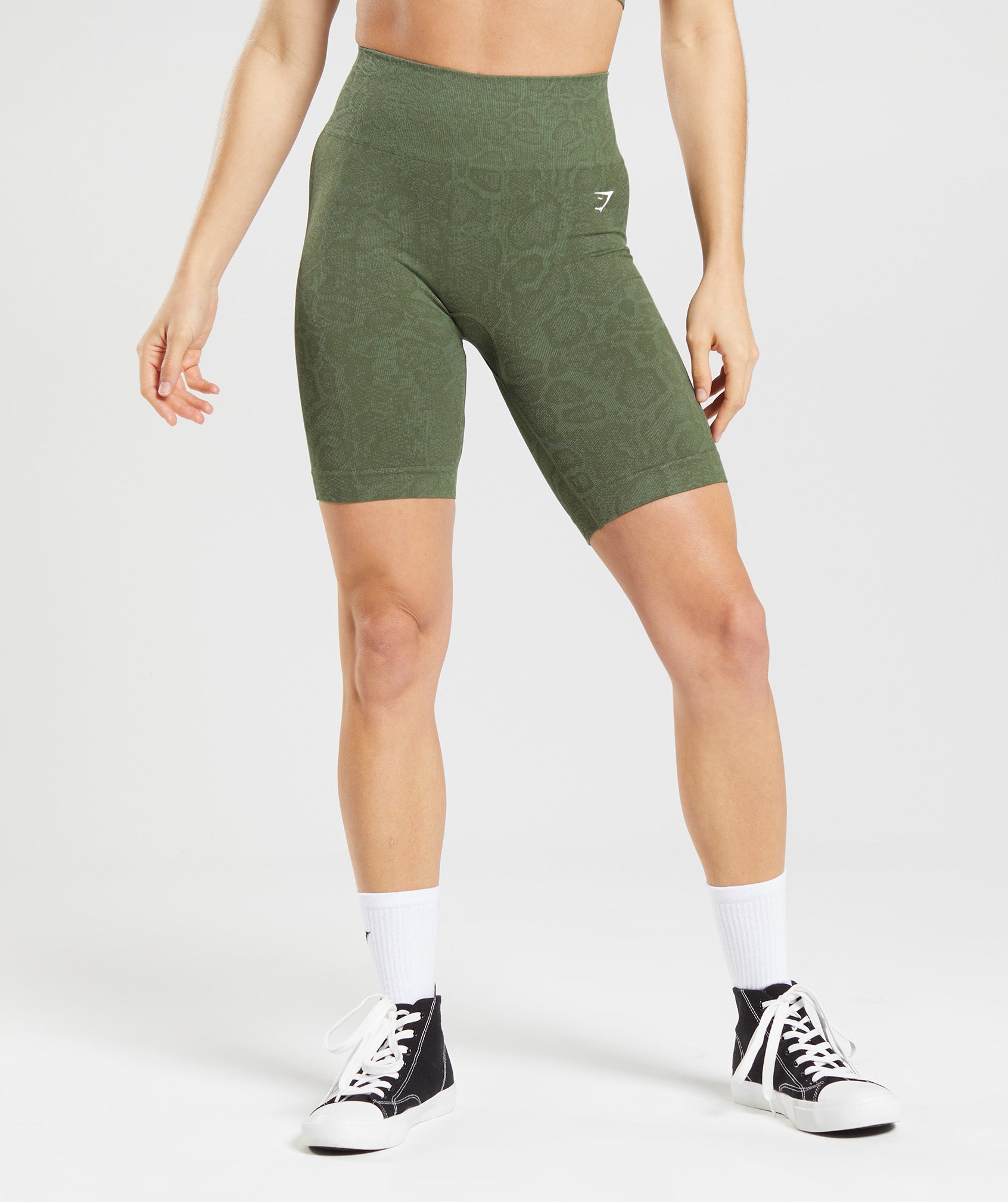 Gymshark Adapt Animal Seamless Cycling Shorts - Willow Green/Core Olive