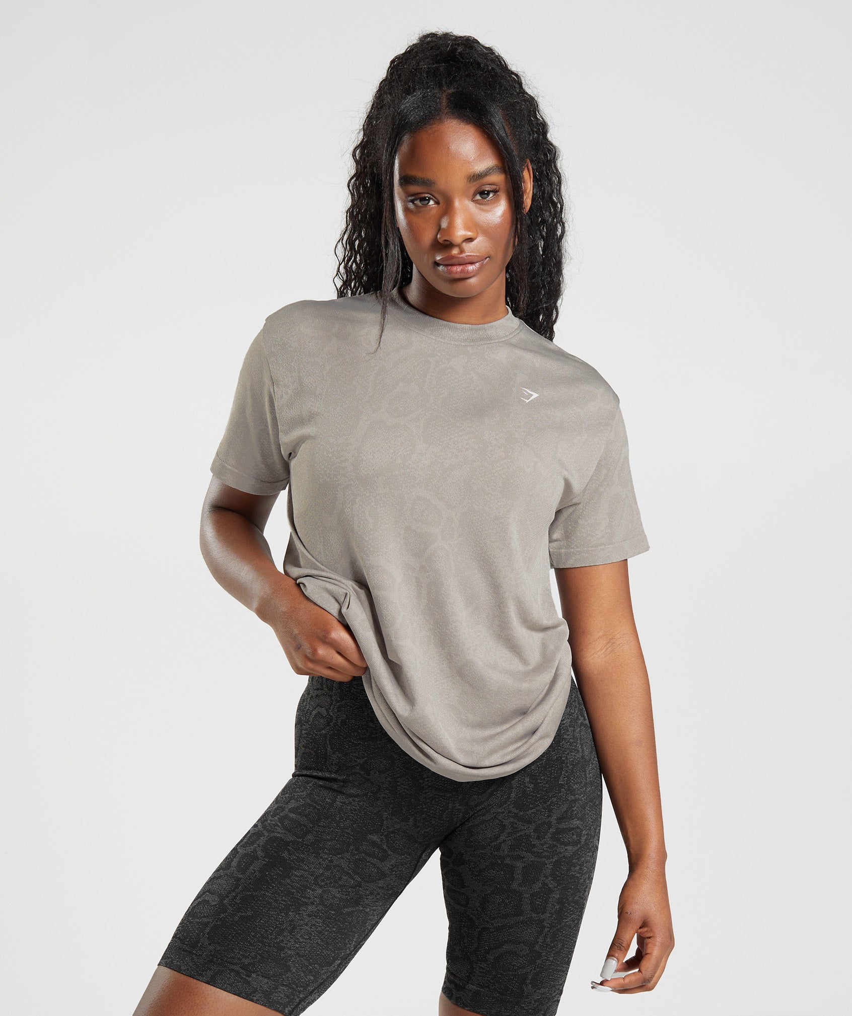 Gymshark Adapt Animal Seamless T-Shirt - Mushroom Brown/Urban Grey