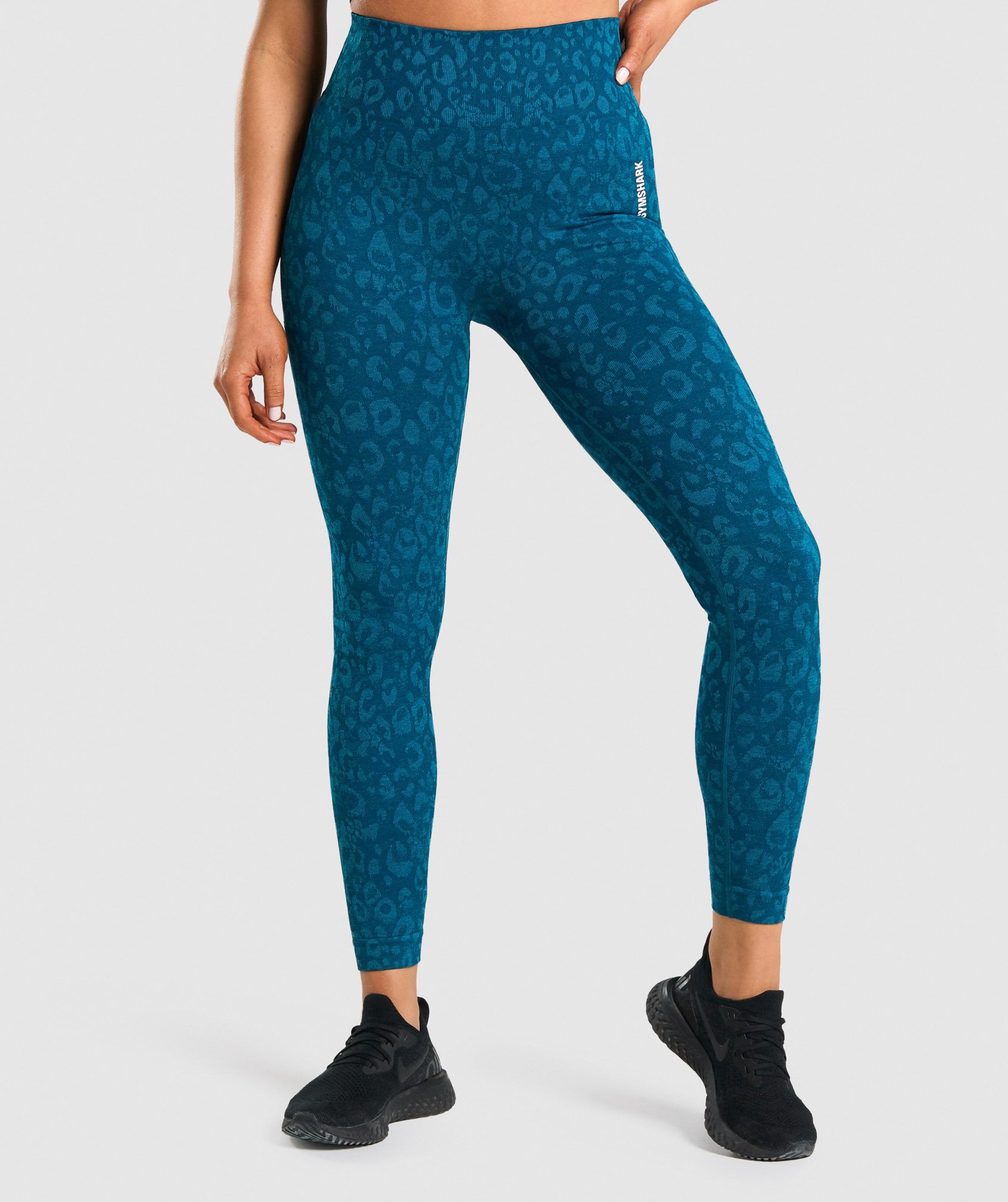 Gymshark Adapt Animal Seamless Leggings Size XL Blue Cheetah Print