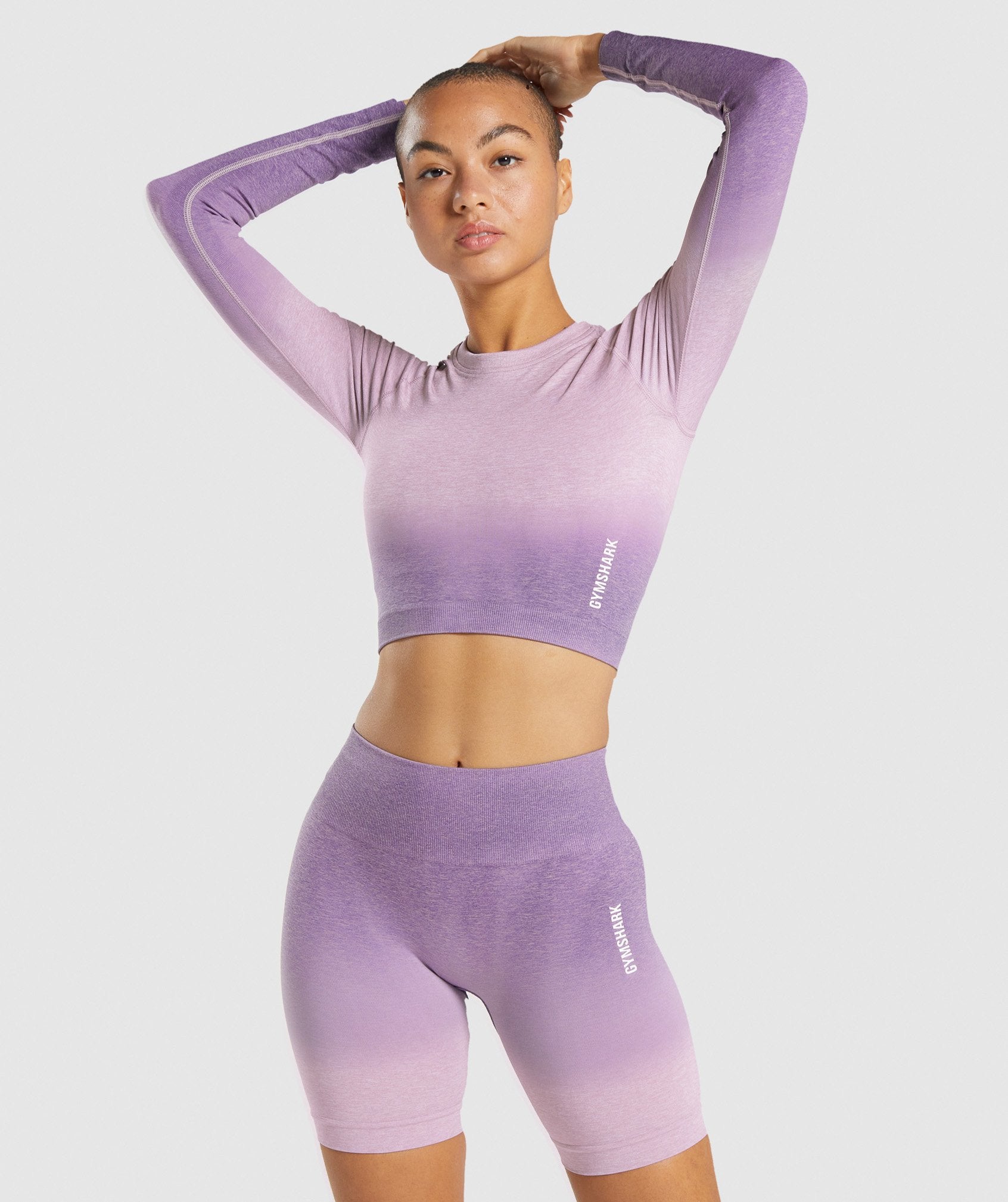 Gymshark Adapt Ombre Seamless Long Sleeve Crop Top - Light Purple
