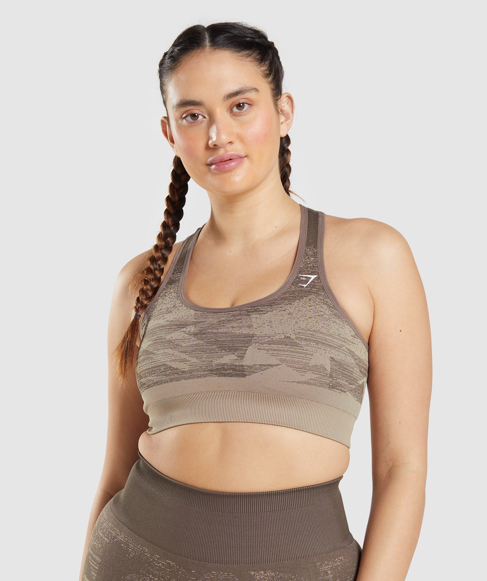 Gymshark Adapt Ombre Seamless Sports Bra - Triangle, Penny Brown Print