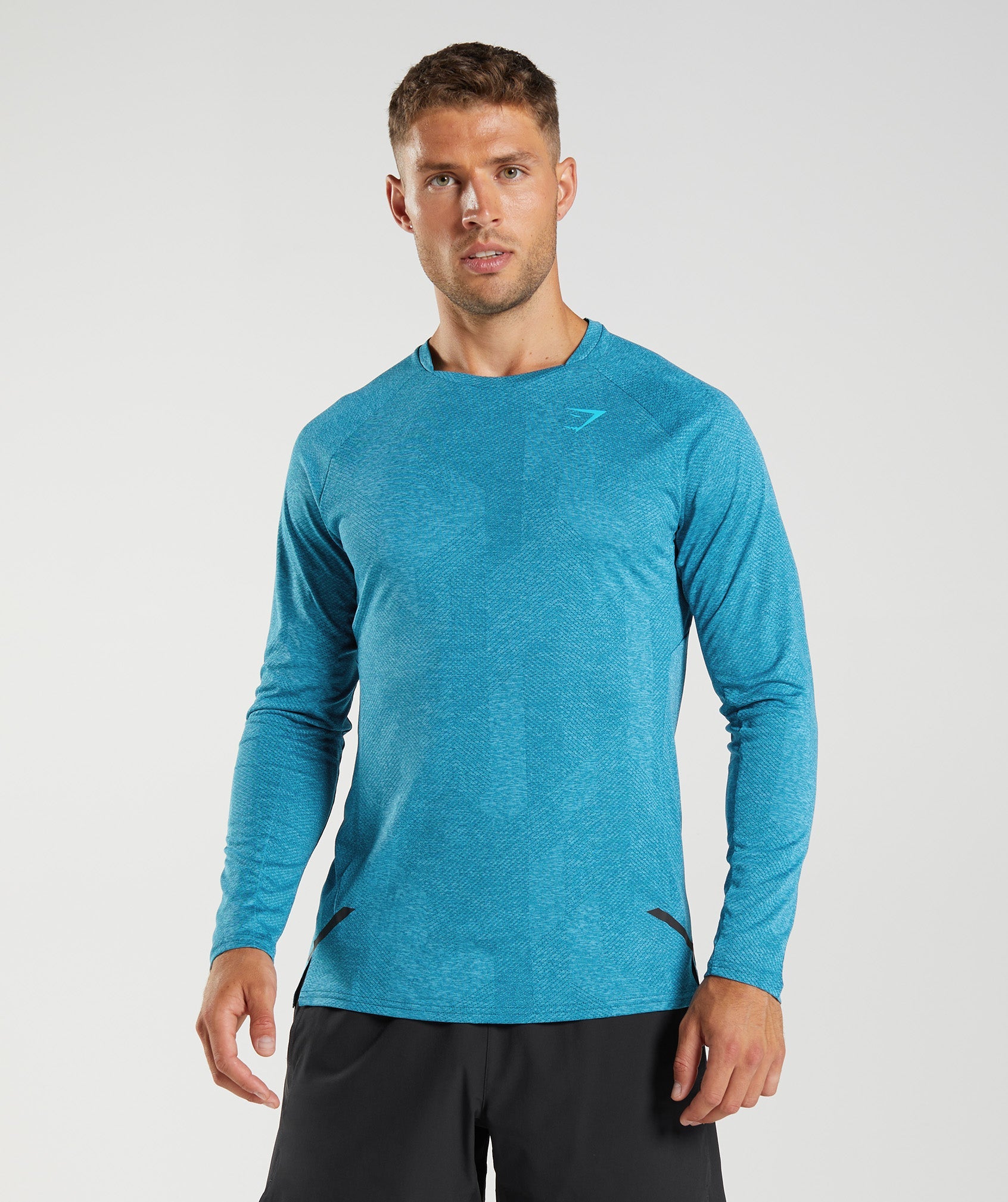 Gymshark Apex Long Sleeve T-Shirt - Atlantic Blue/Shark Blue