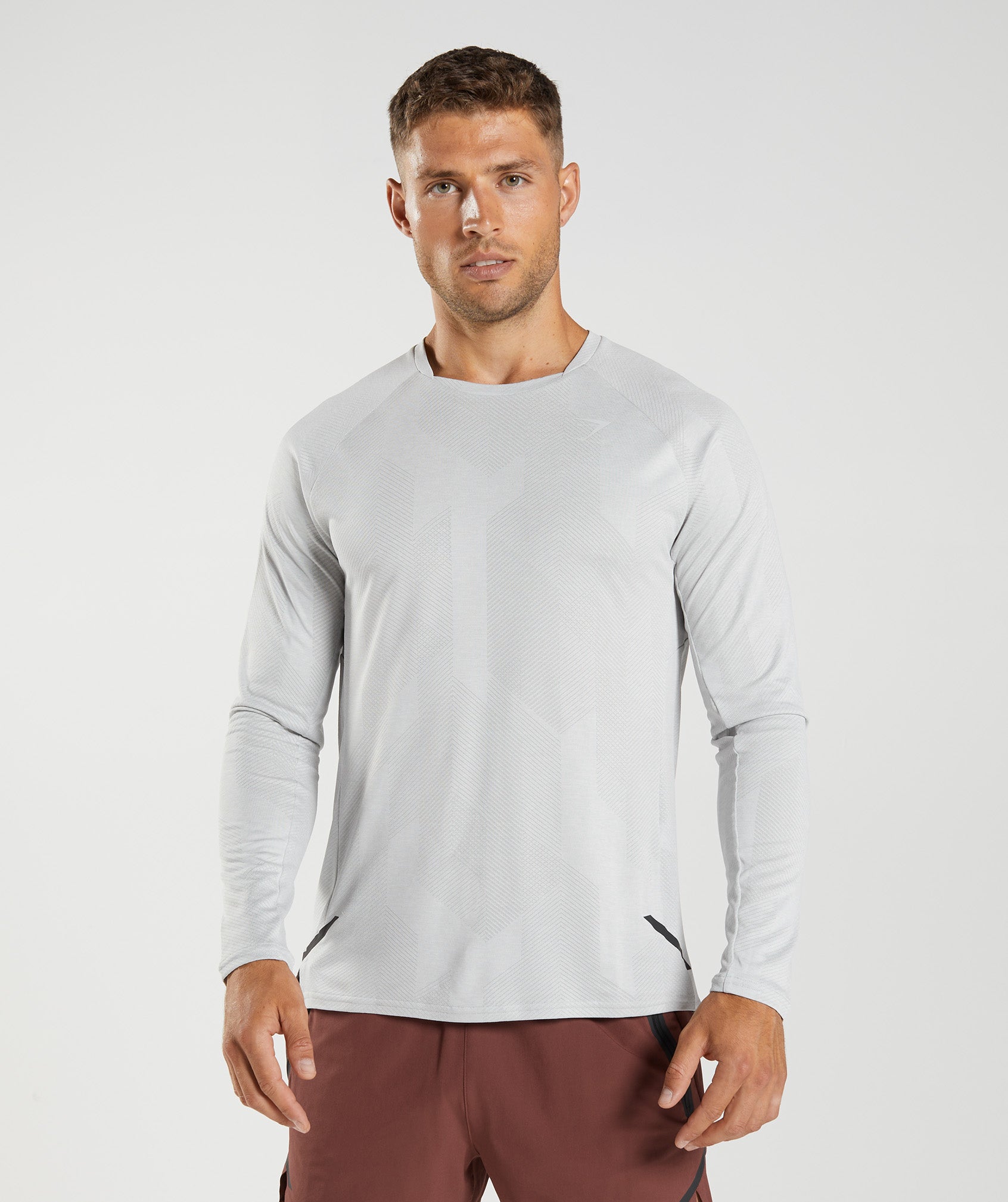 Gymshark Apex Long Sleeve T-Shirt - Light Grey/White