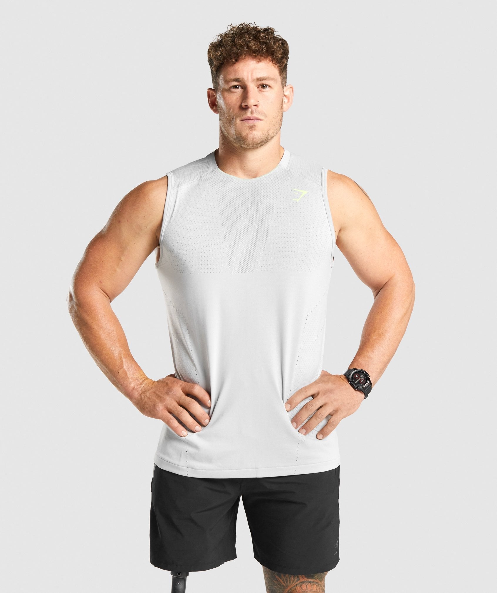 Gymshark Apex Seamless Tank - White/Light Grey