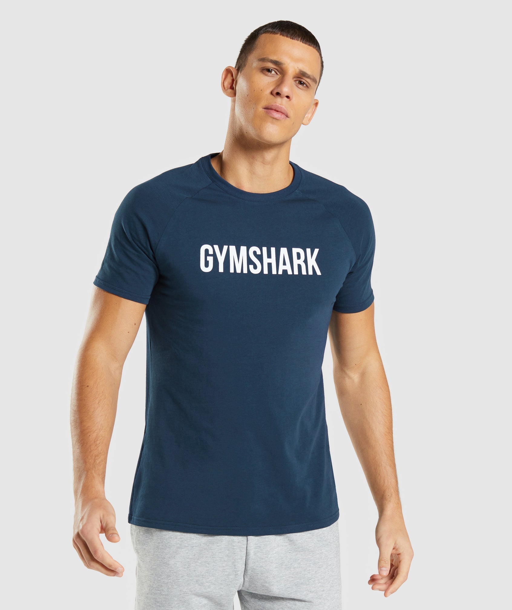 Gymshark Mens Apollo Graphic Activewear Short Sleeve T Shirt Blue