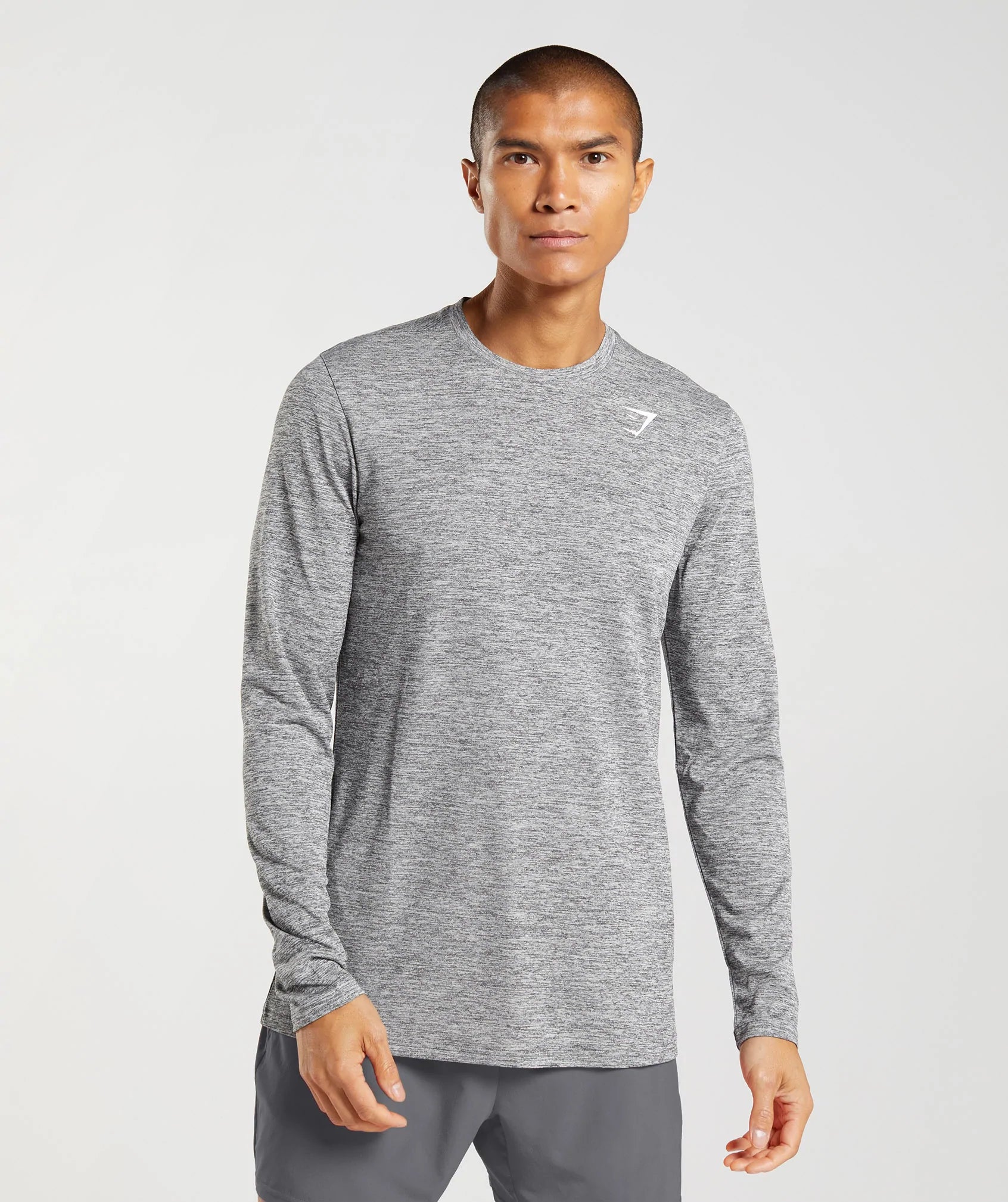 Gymshark Crest Long Sleeve T-Shirt - Light Grey Marl