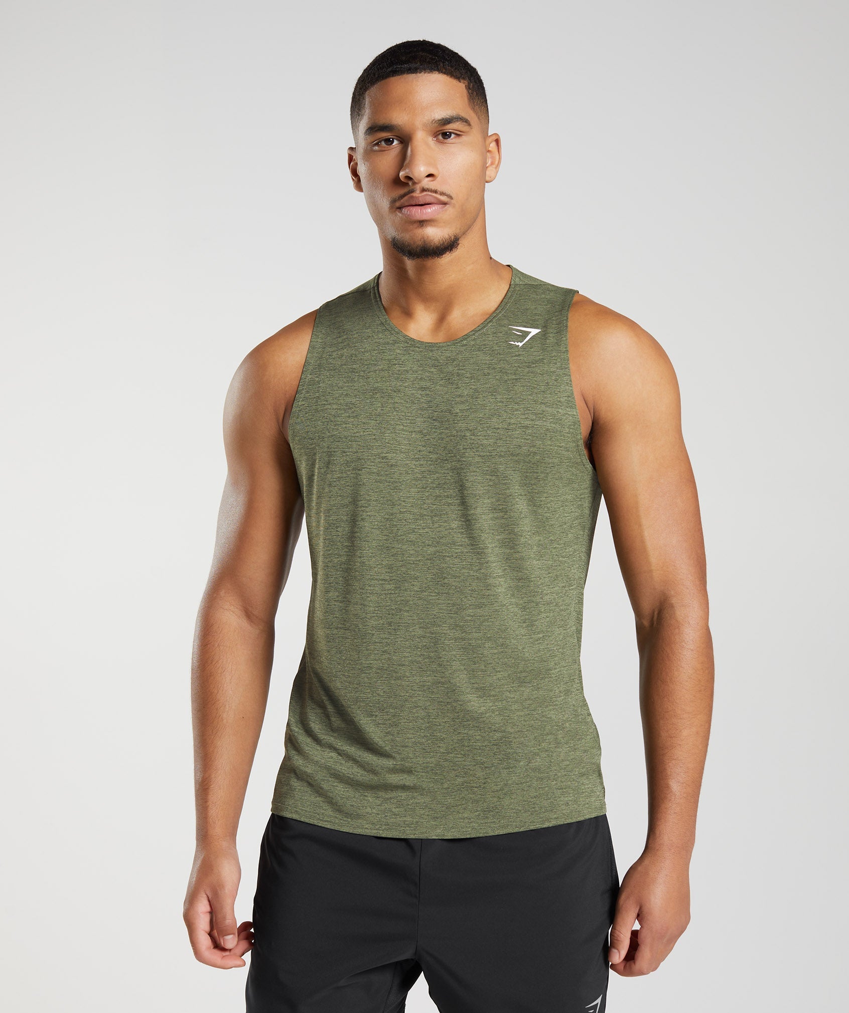 Gymshark Arrival Slim Marl Tank - Core Olive/Kalamata Olive Marl