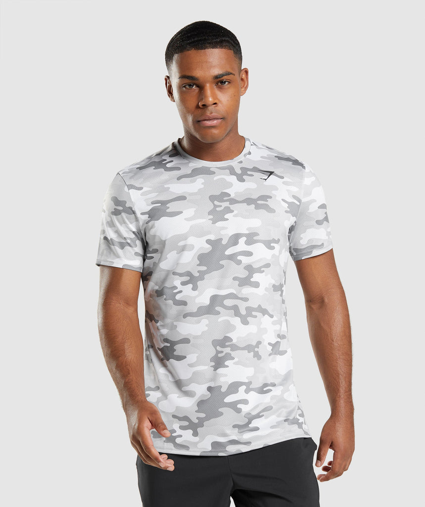 Gymshark Arrival T-Shirt Light Grey Camo | Gymshark