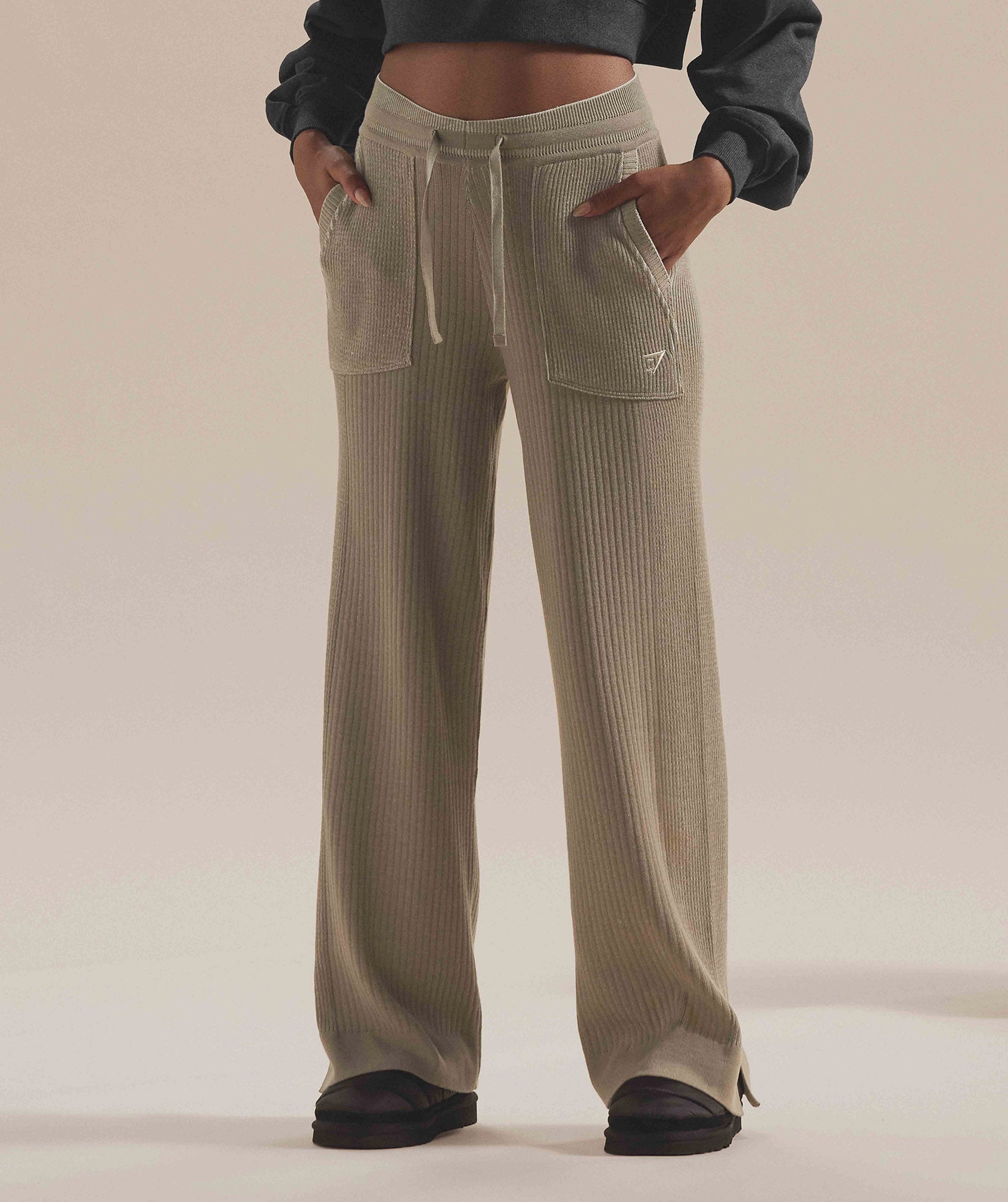 Gymshark Pause Knitwear Pants - Cement Brown/Pebble Grey