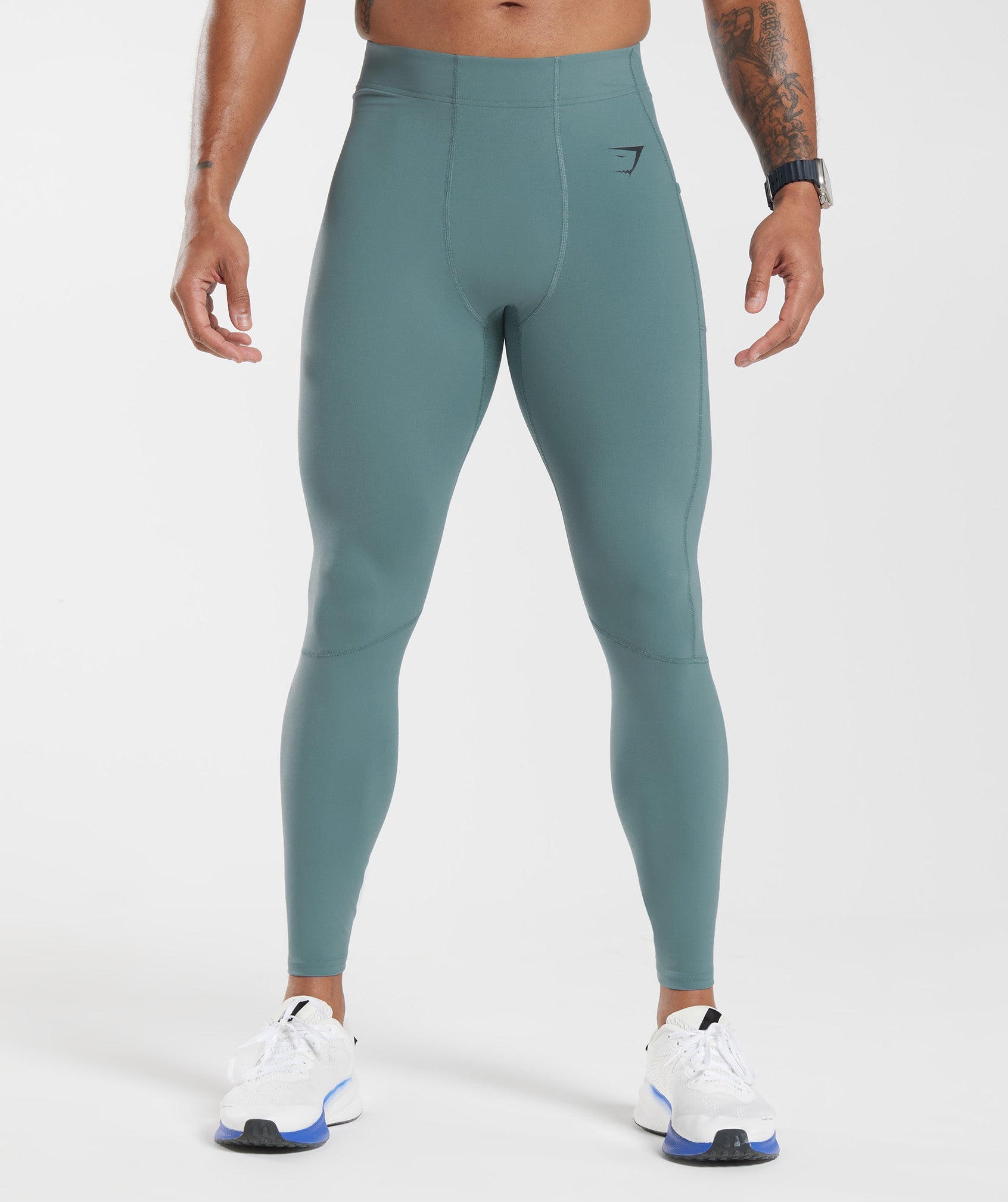 Men Compression Shorts Gym 3/4 Pant Base Layers Running Sport Tights  Leggings, Navy Blue XXL 