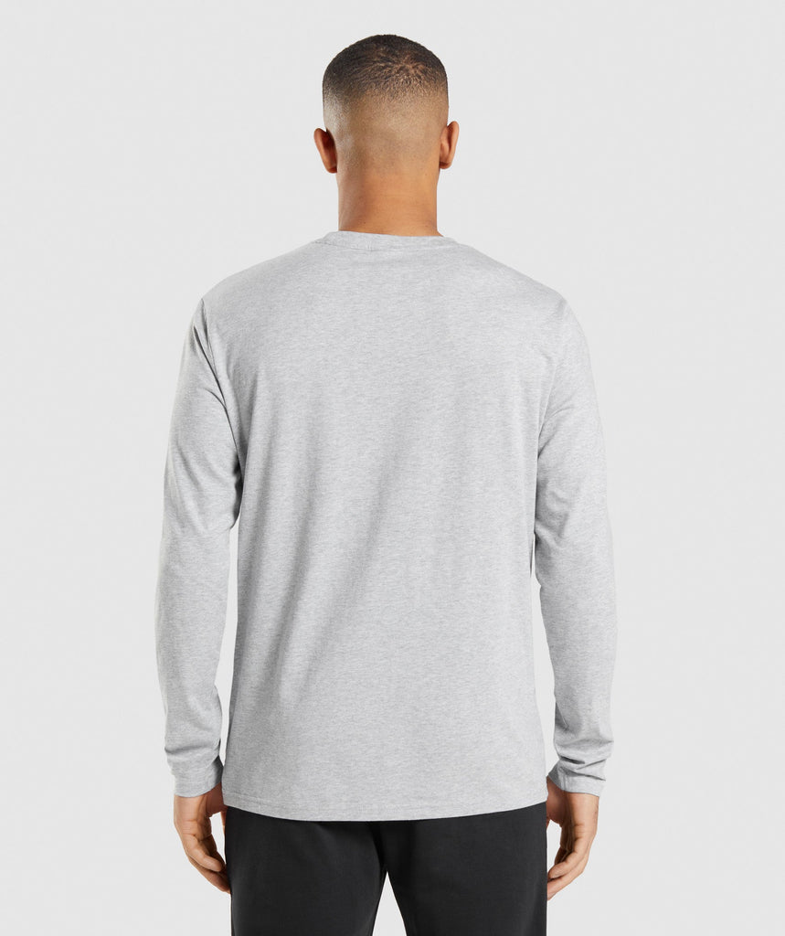 Gymshark Crest Long Sleeve T-Shirt - Light Grey Core Marl