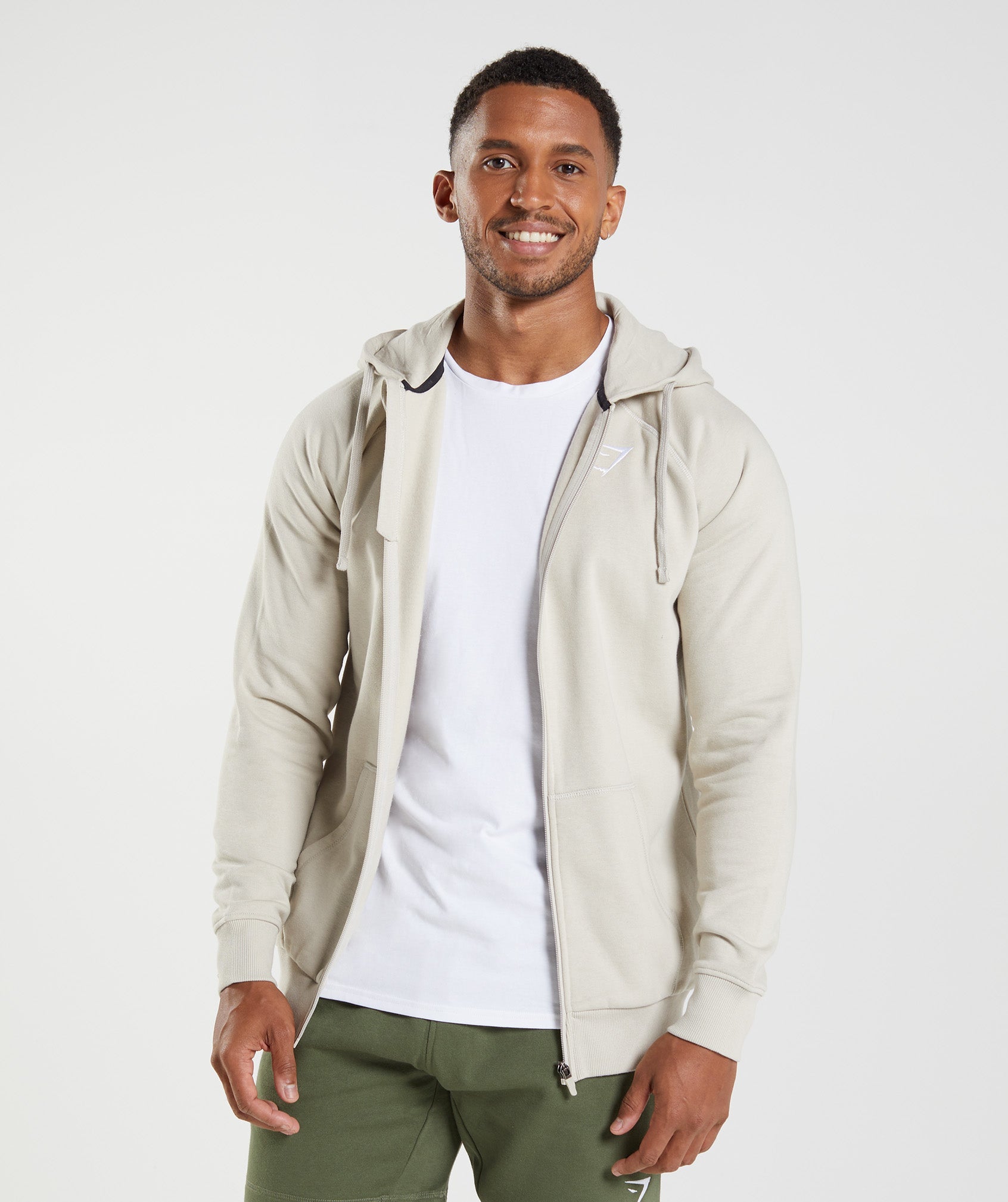 Gymshark Crest Zip Up Hoodie - Core Olive