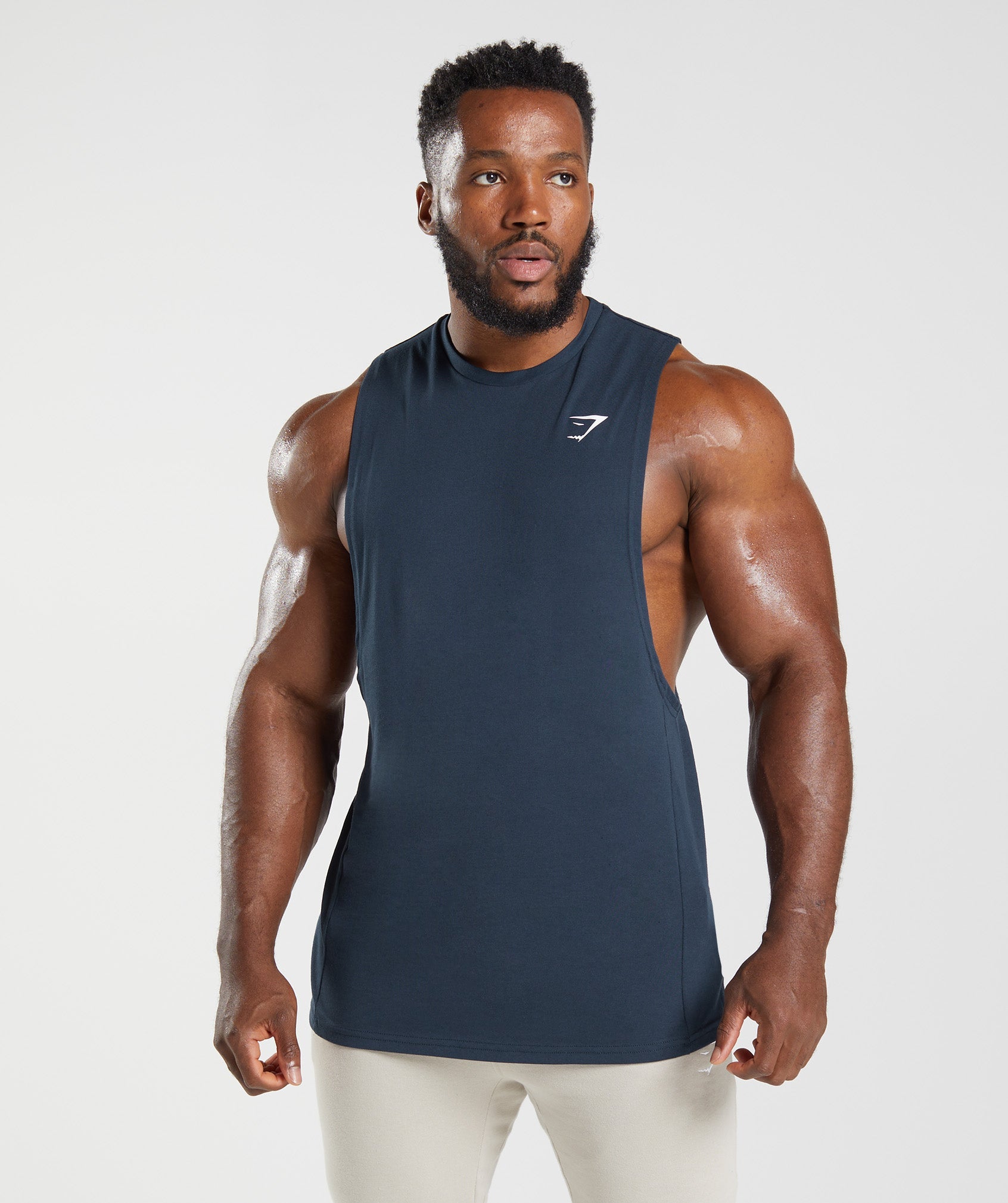 Gymshark React Classic Stringer Slim Fit Tank Top Shirt Navy Men's