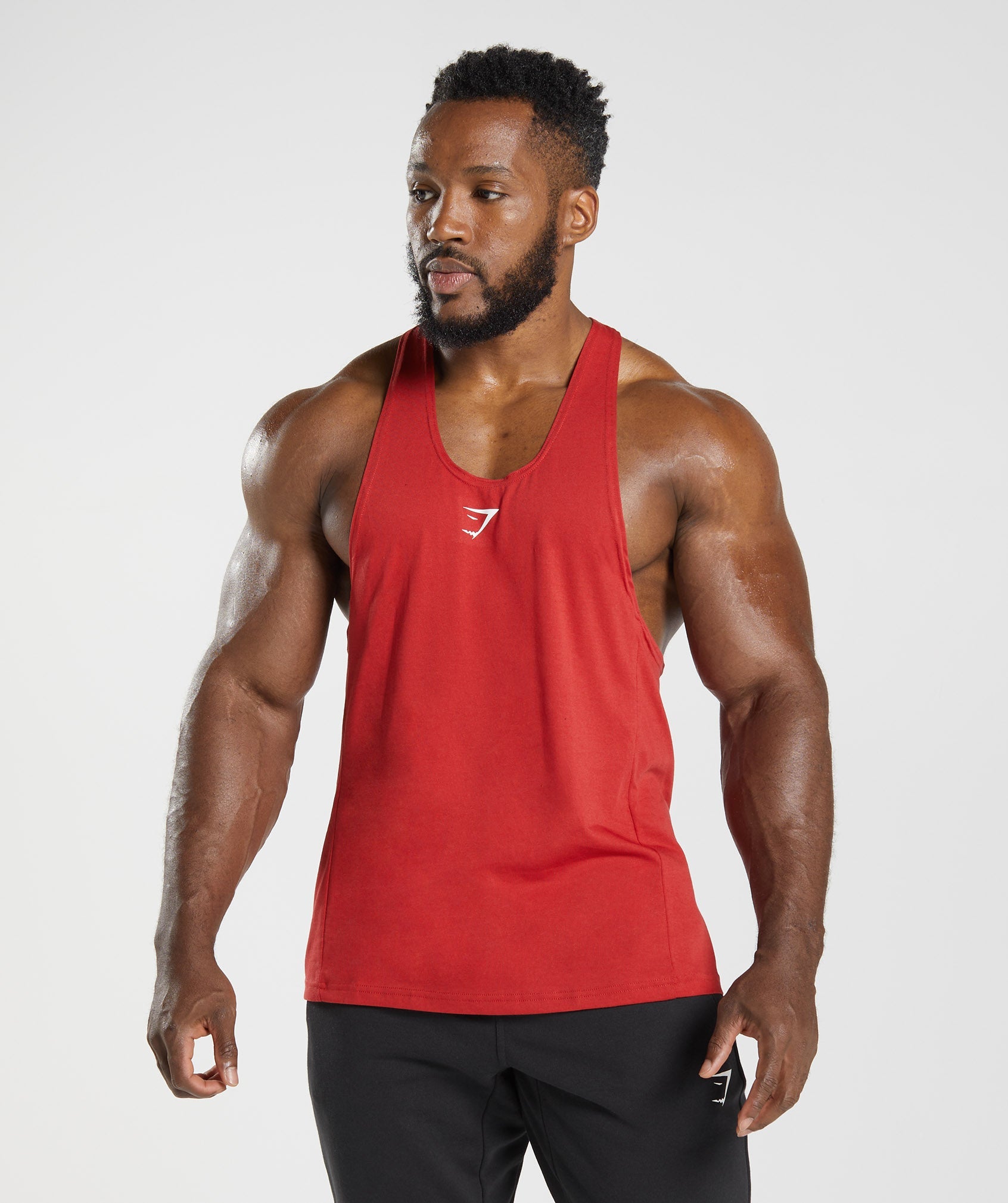 Fitness 100% Cotton Stinger Round Hem Split Tank Top Men Gym