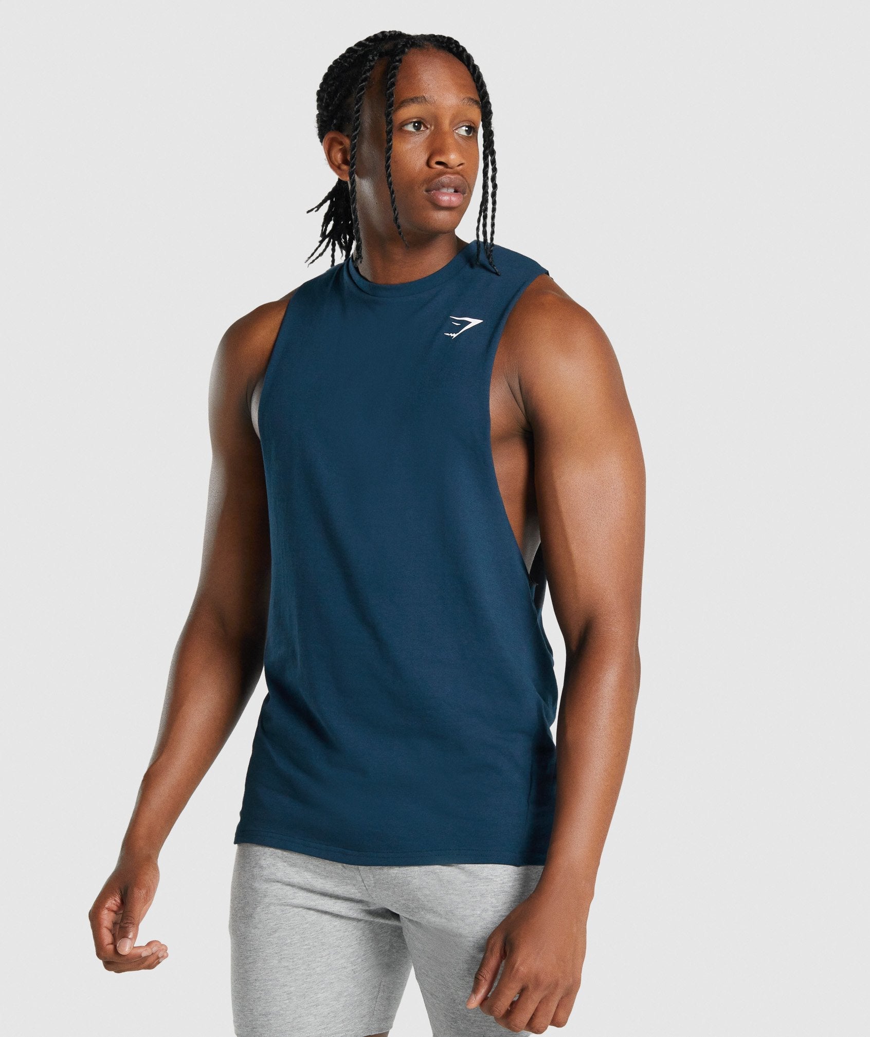 I.FIV5 Drop Armhole Tank Top in Grey for Men