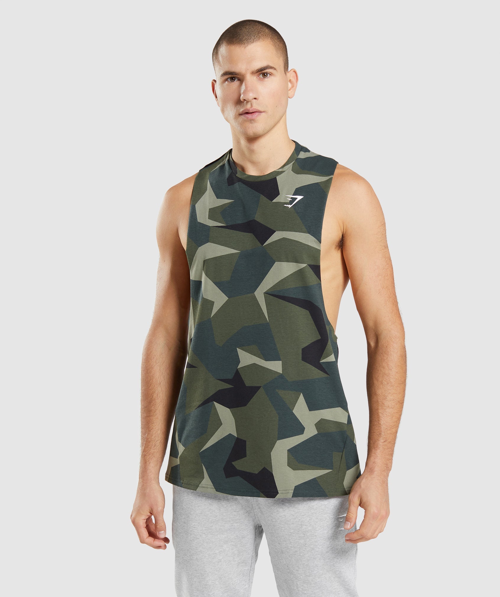 Gymshark Critical Drop Arm Tank - Green Print