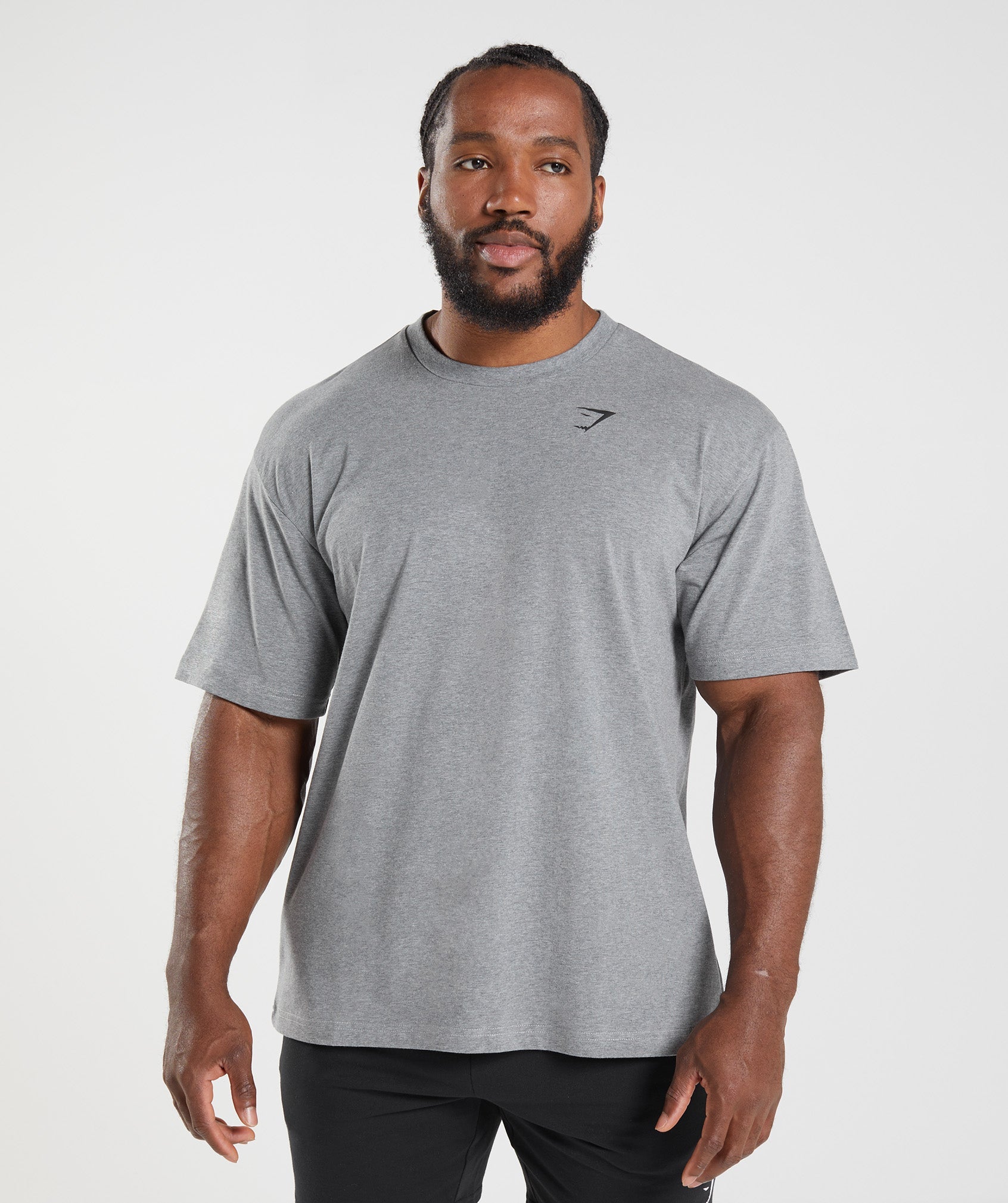 Essential Grey Marl Cotton Long Fitted Tee