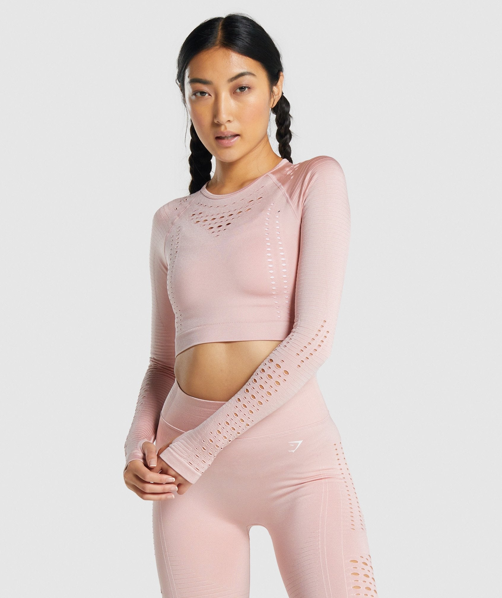 Gymshark - Gymshark Pink Grey Ombre Long sleeves Crop on Designer